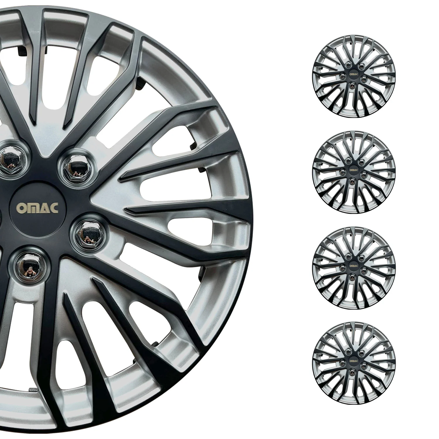 14 Zoll Radkappen Universal Radzierblenden Grau-Schwarz Matte 4 Stück Radblenden