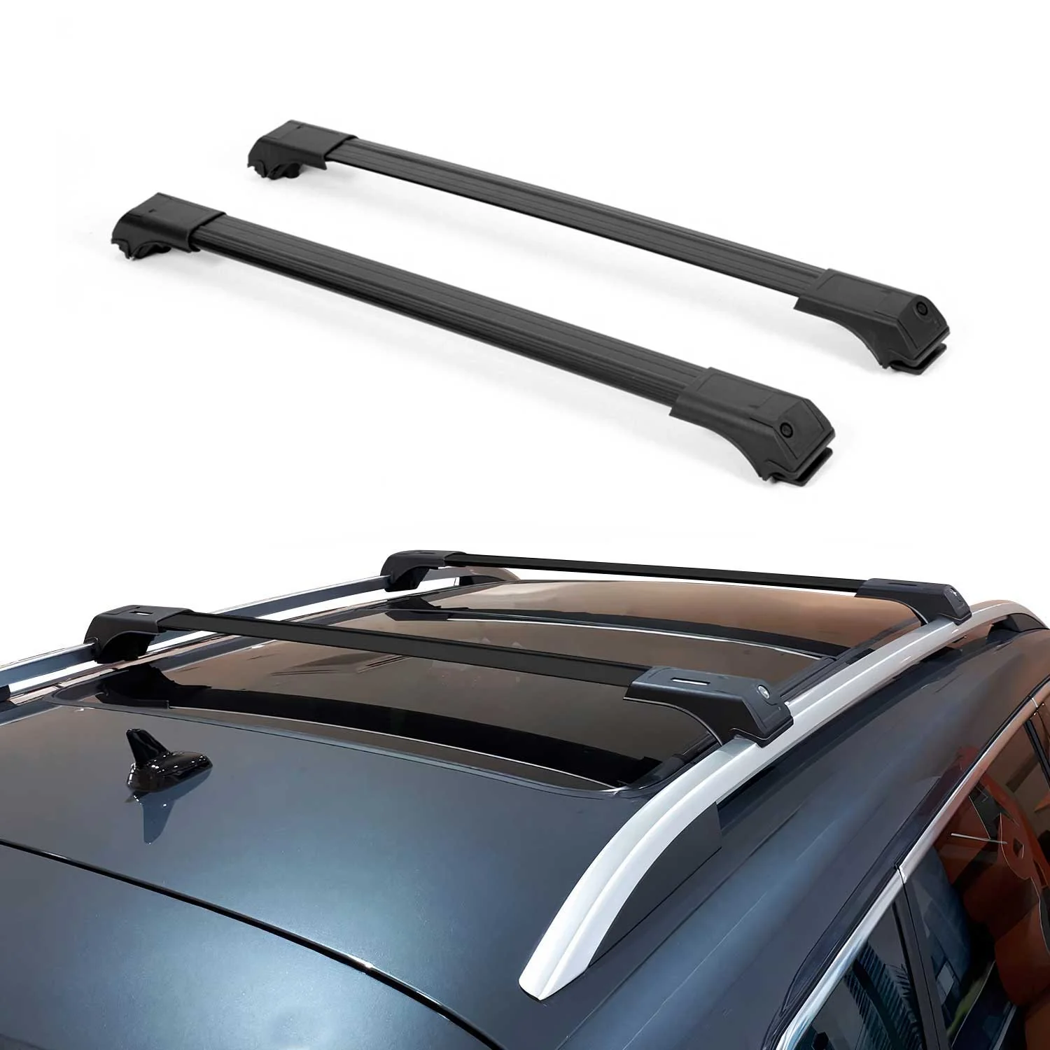 Dachträger Grundtäger für Land Rover Freelander I 1998-2006 75kg Alu Schwarz 2x - Image 2