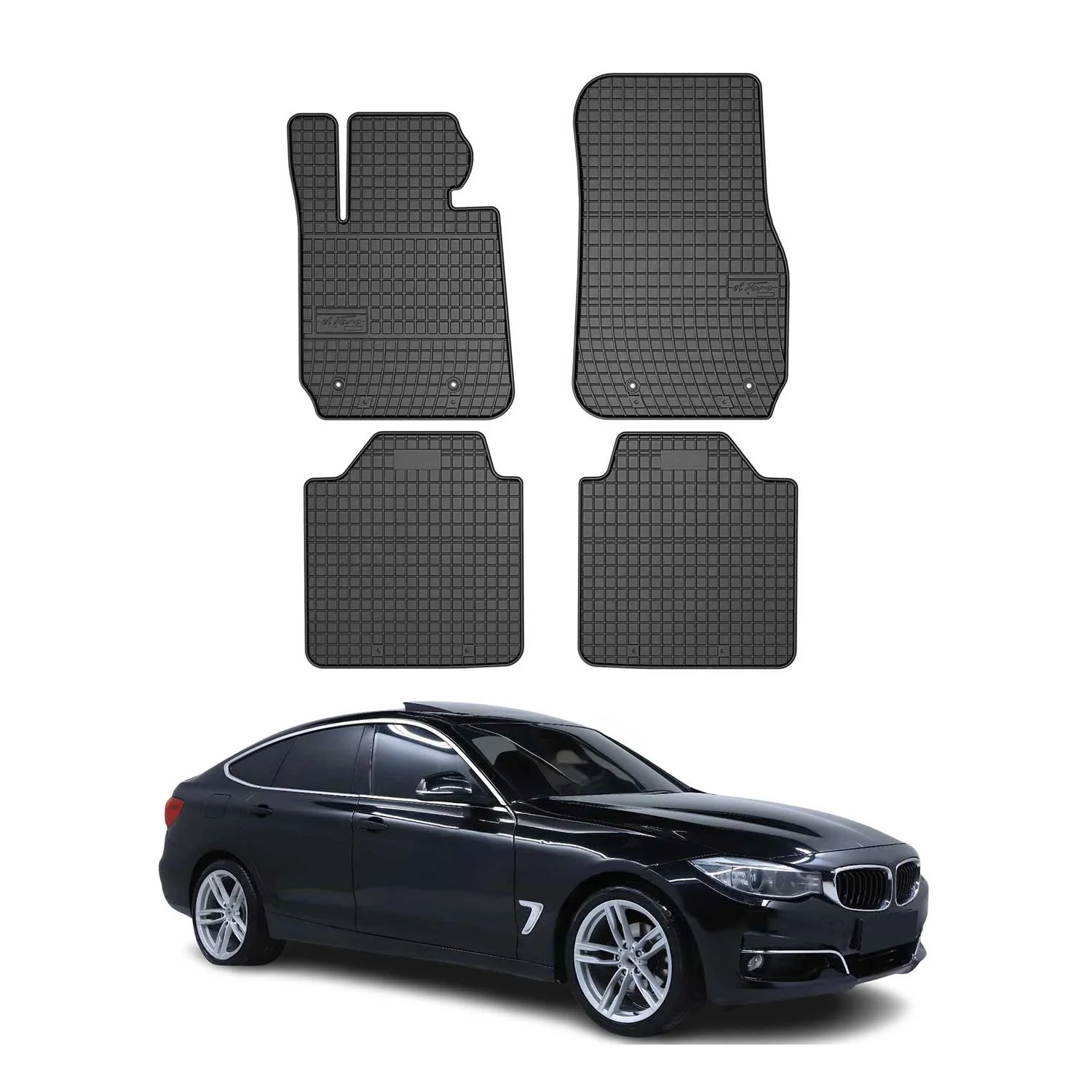 OMAC Gummi Fußmatten für BMW 3er GT F34 2012-2023 Automatten Gummi Schwarz 4tlg