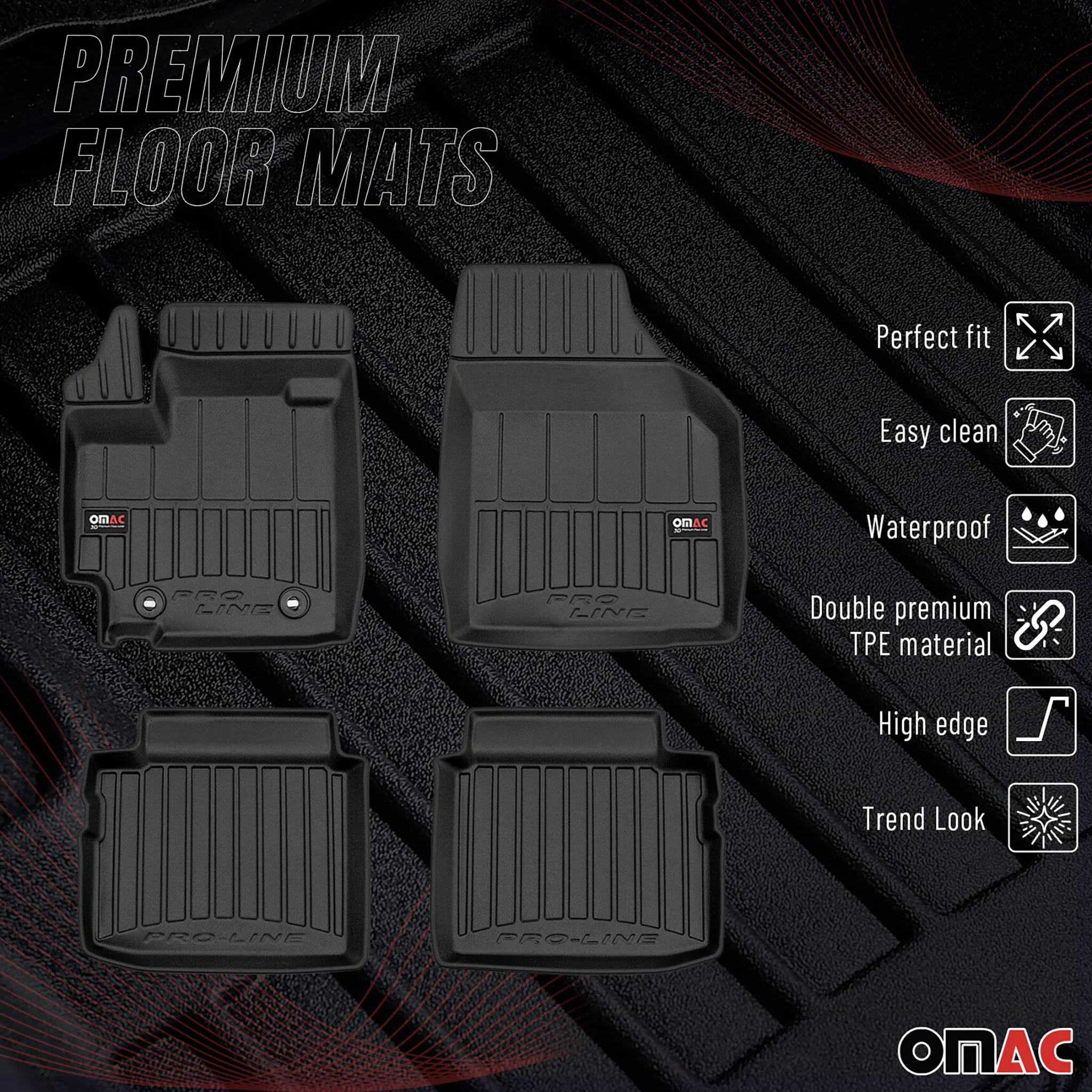 OMAC Gummi Fußmatten für Suzuki Celerio 2014-2019 Premium TPE Automatten 4tlg - Image 2