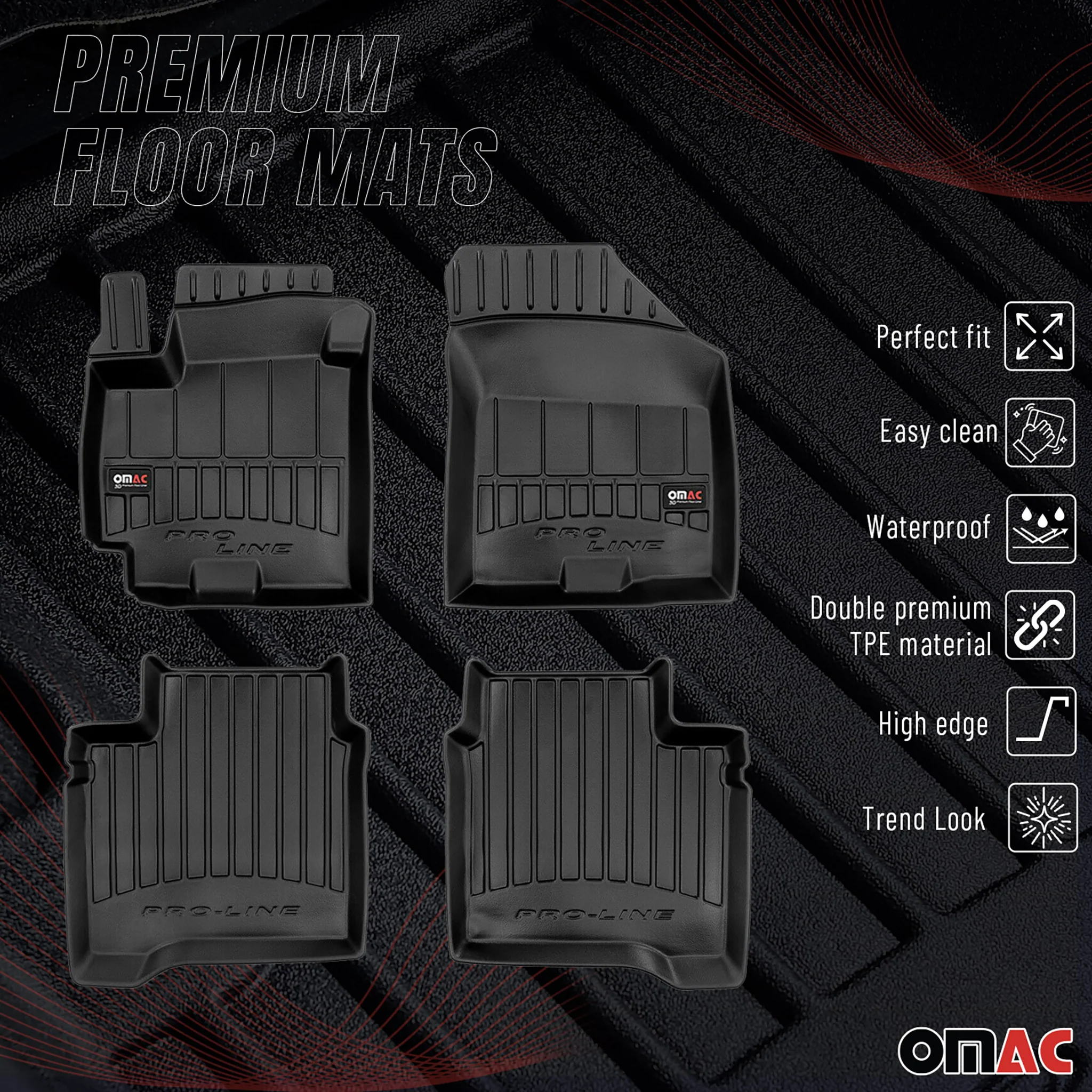 OMAC Gummi Fußmatten für Suzuki Baleno 2015-2022 Premium TPE Automatten 4tlg - Image 2