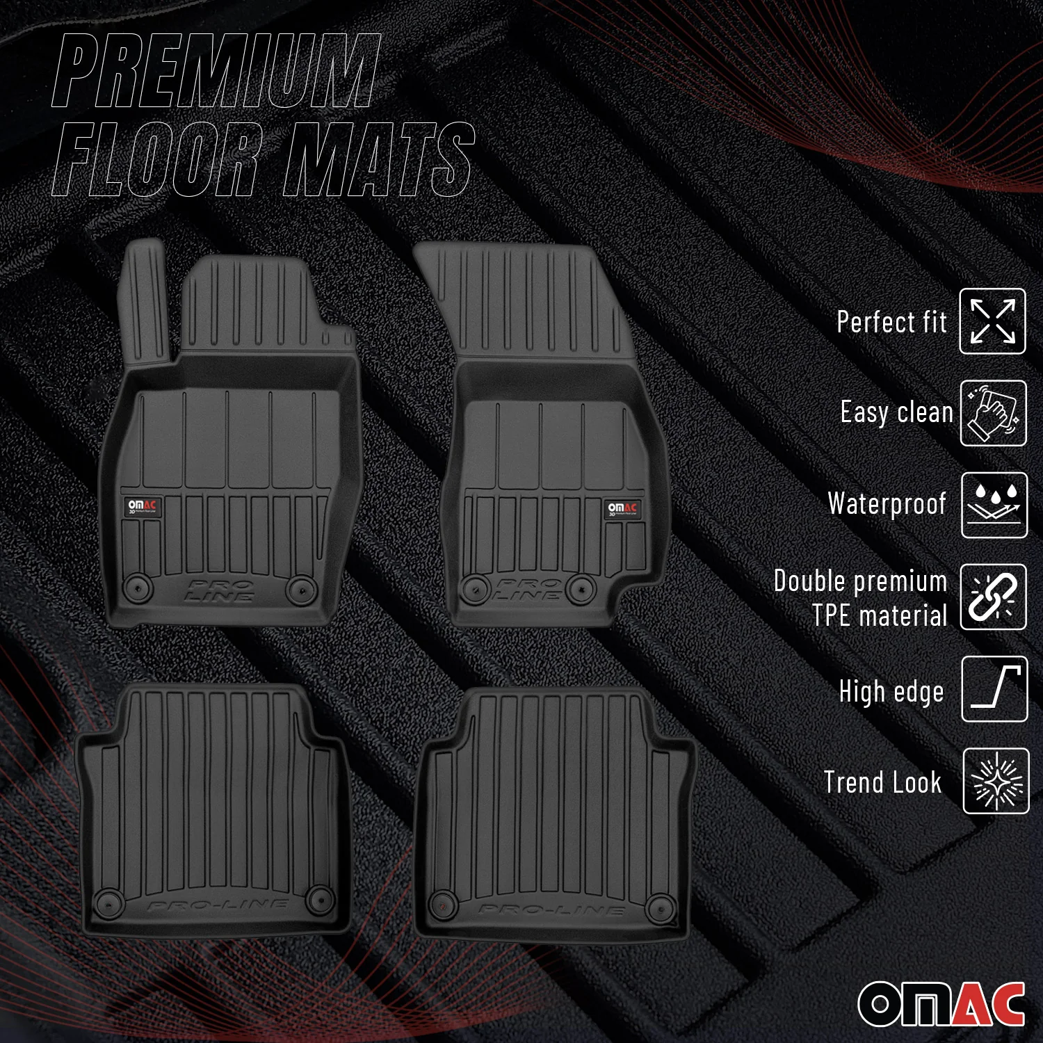 Fußmatten Gummimatten für Audi A8L D5 2018-2026 OMAC Premium 3D Schwarz TPE 4x - Image 2