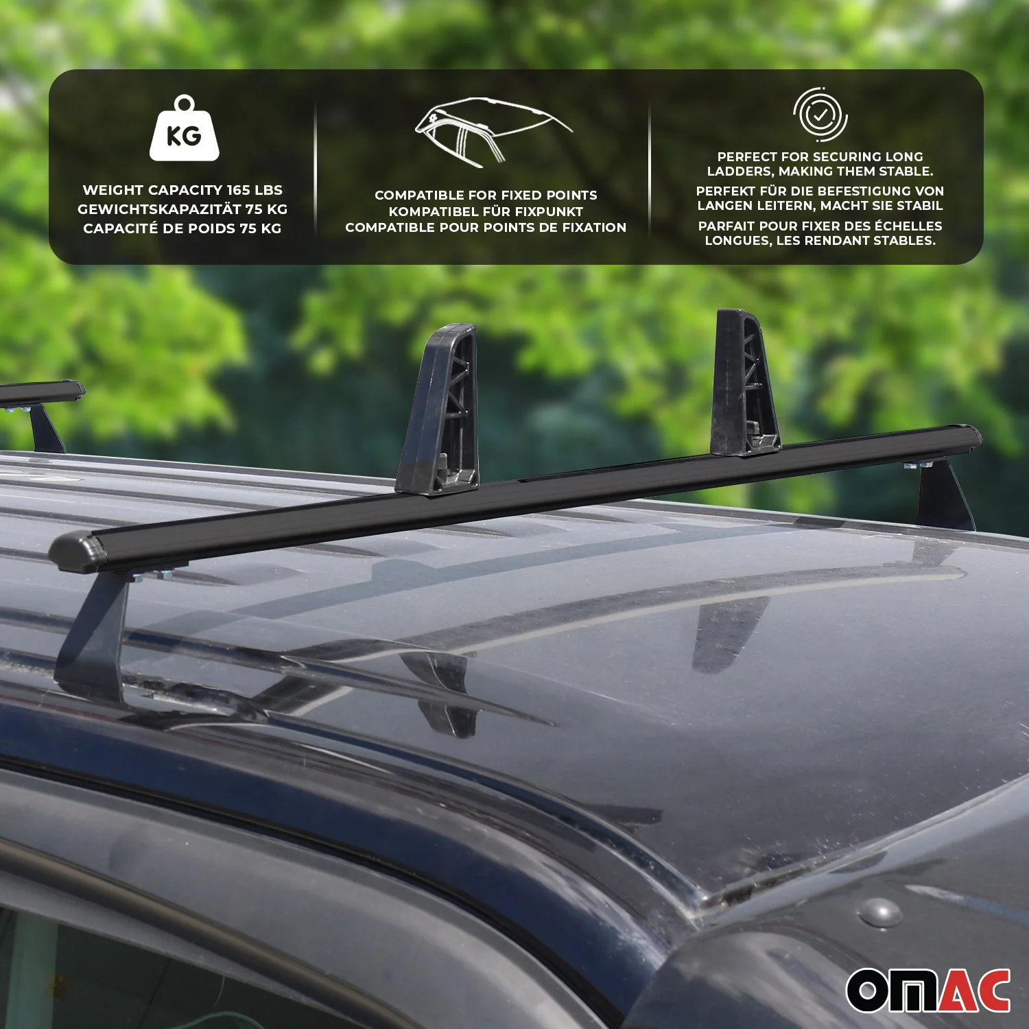 2x Dachträger + Leiterhalter Set für Ford Transit Courier 2014-2023 Schwarz - Image 2