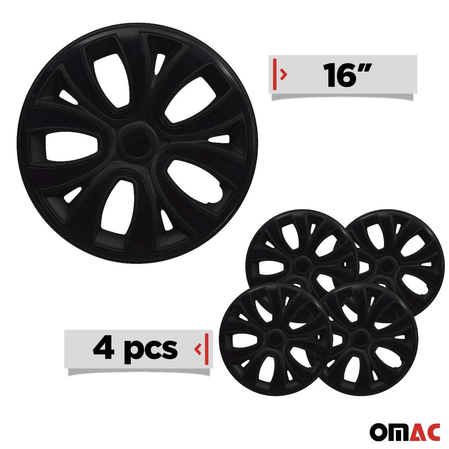 4x Radblenden Radkappen Radzierblenden 16" Zoll Schwarz Glänzend - Image 3