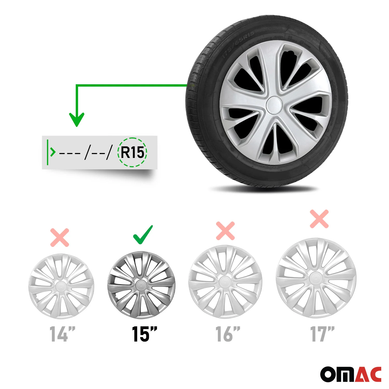 4x Radkappen Radzierblenden Radblenden für Auto 15" Zoll Radkappensatz Silber - Image 3