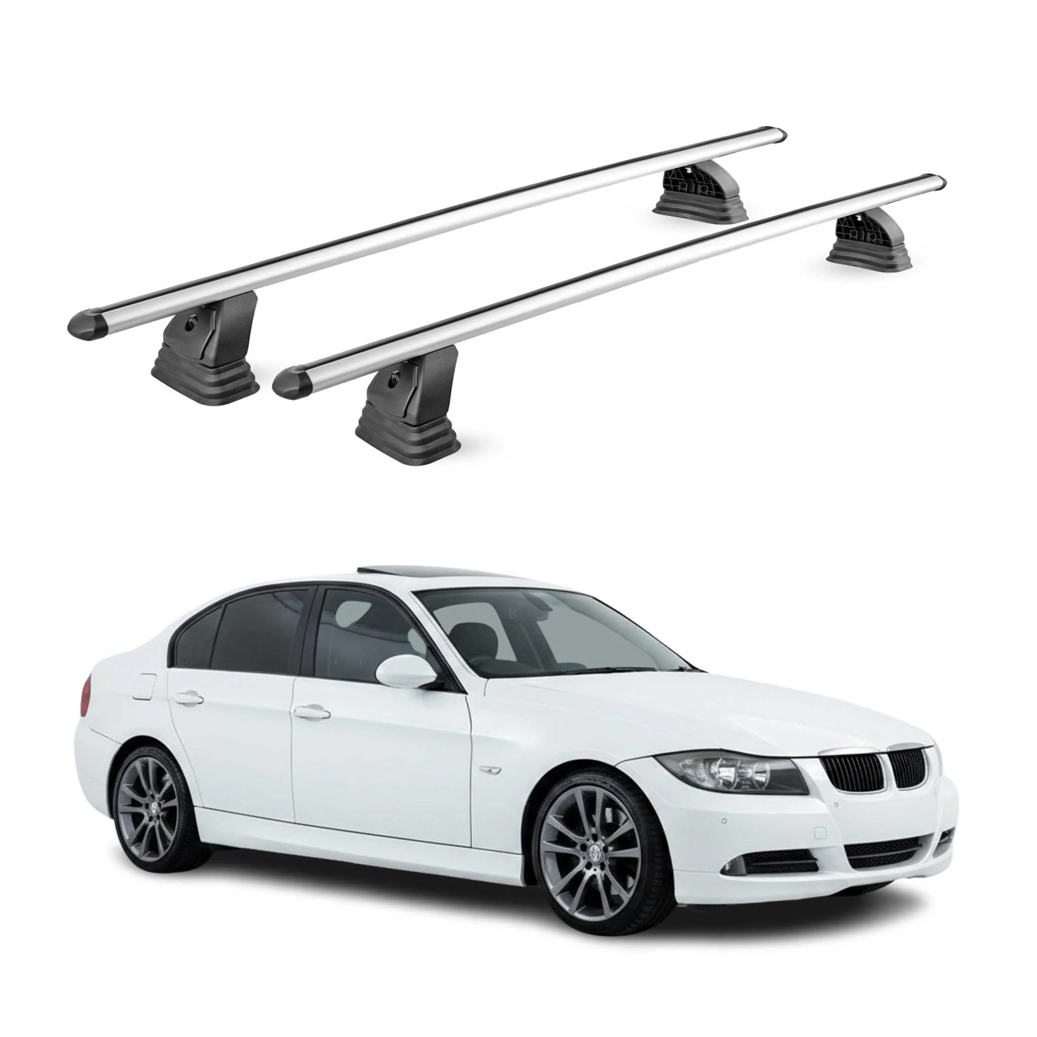 Alu Dachträger für Bmw 3er E90 Limo 2004-2012 TÜV T-Nut 75 kg 2tlg Silber