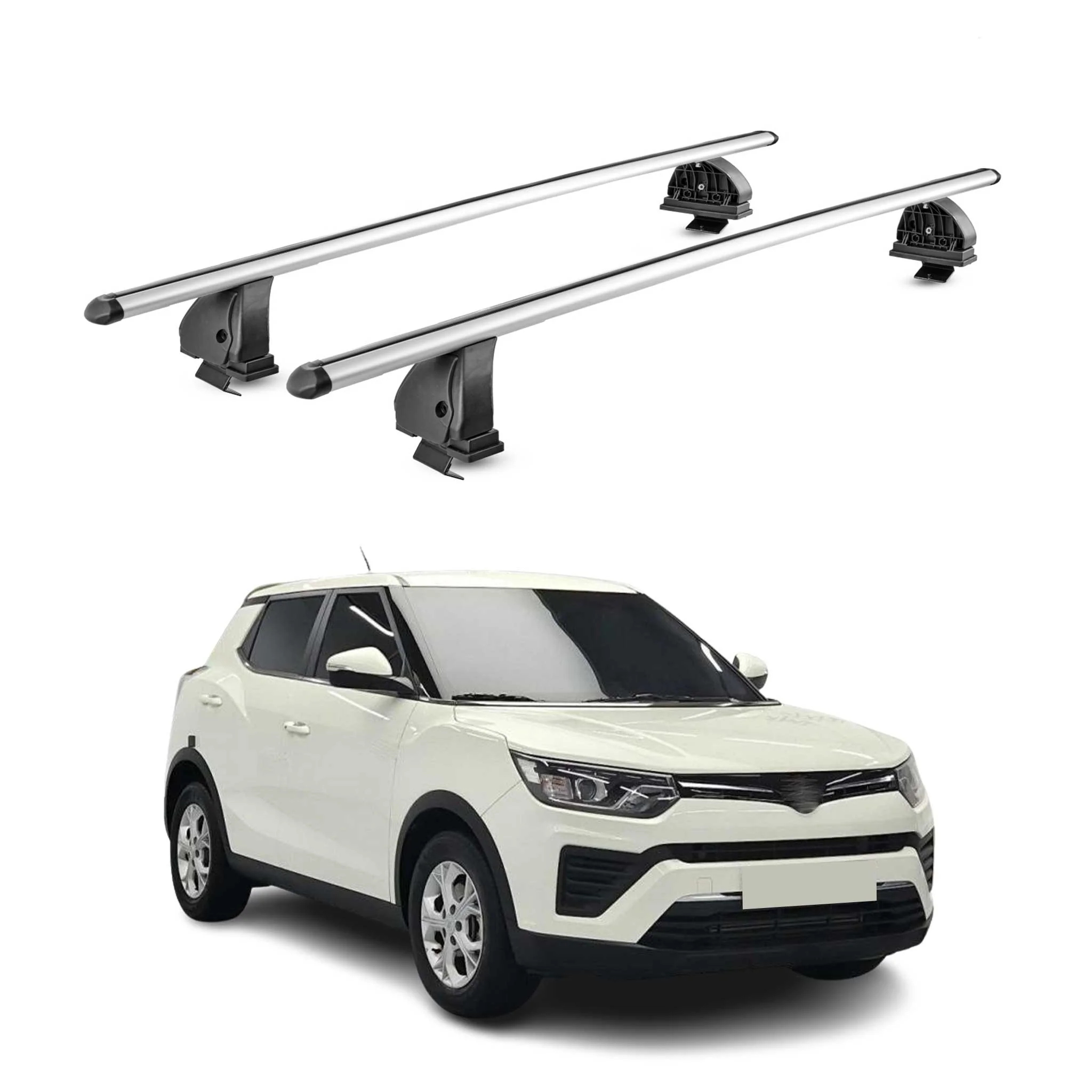 Alu Dachträger für Ssangyong Tivoli 2015-2023 TÜV T-Nut 75 kg 2tlg Silber