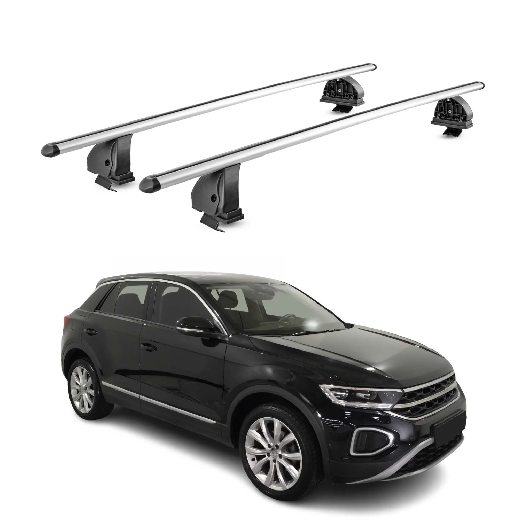Alu Dachträger für VW T-Roc 2017-2025 5Tür TÜV T-Nut Abschließbar 2tlg Silber
