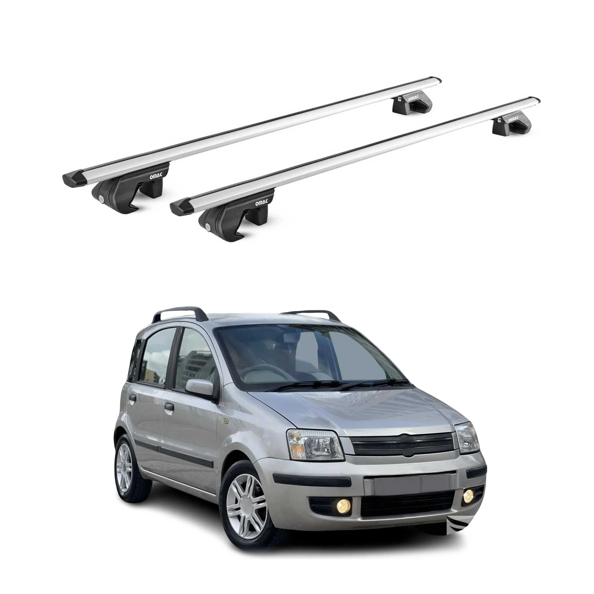 Dachträger Grundtäger für Fiat Panda II 2003-2012 5 tür 90kg Alu Silber 2x ABE