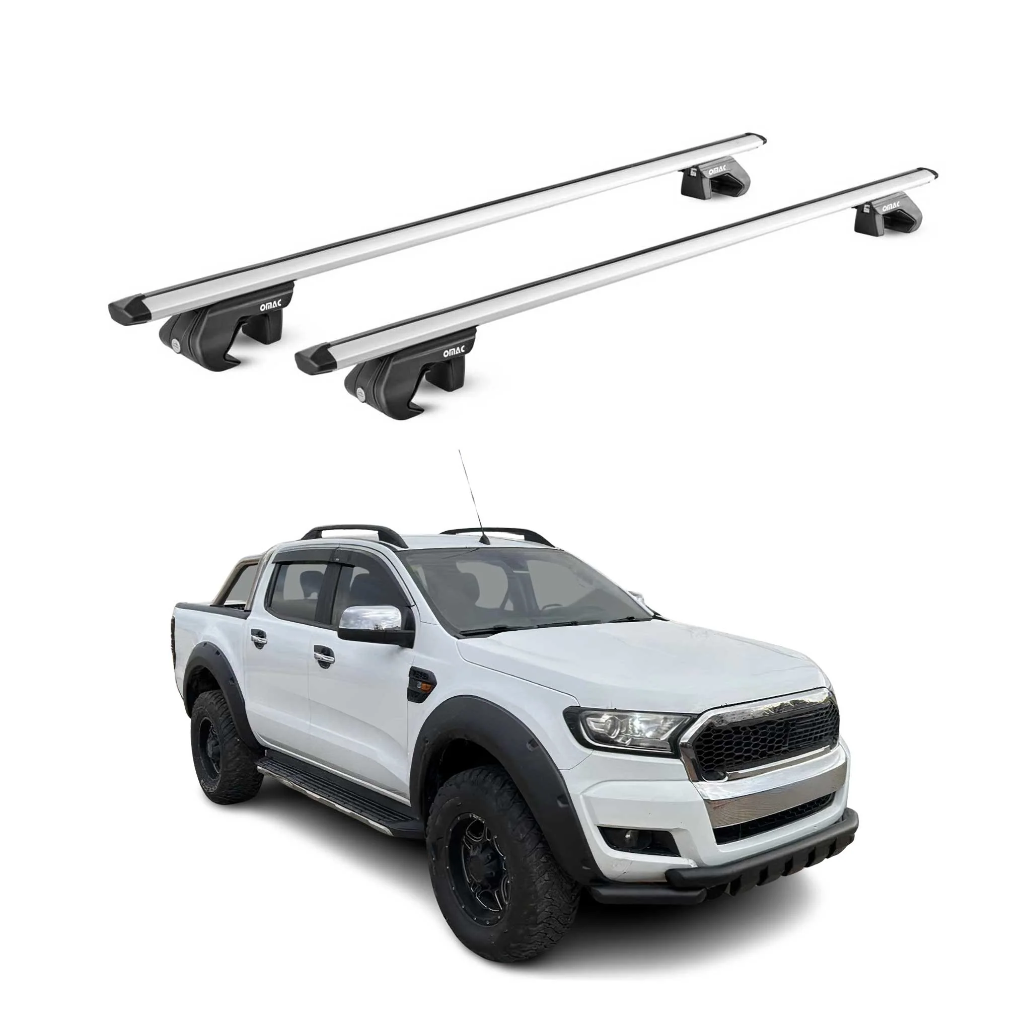 Dachträger Grundtäger für Ford Ranger 2011-2026 4 tür 90kg Alu Silber 2 tlg ABE