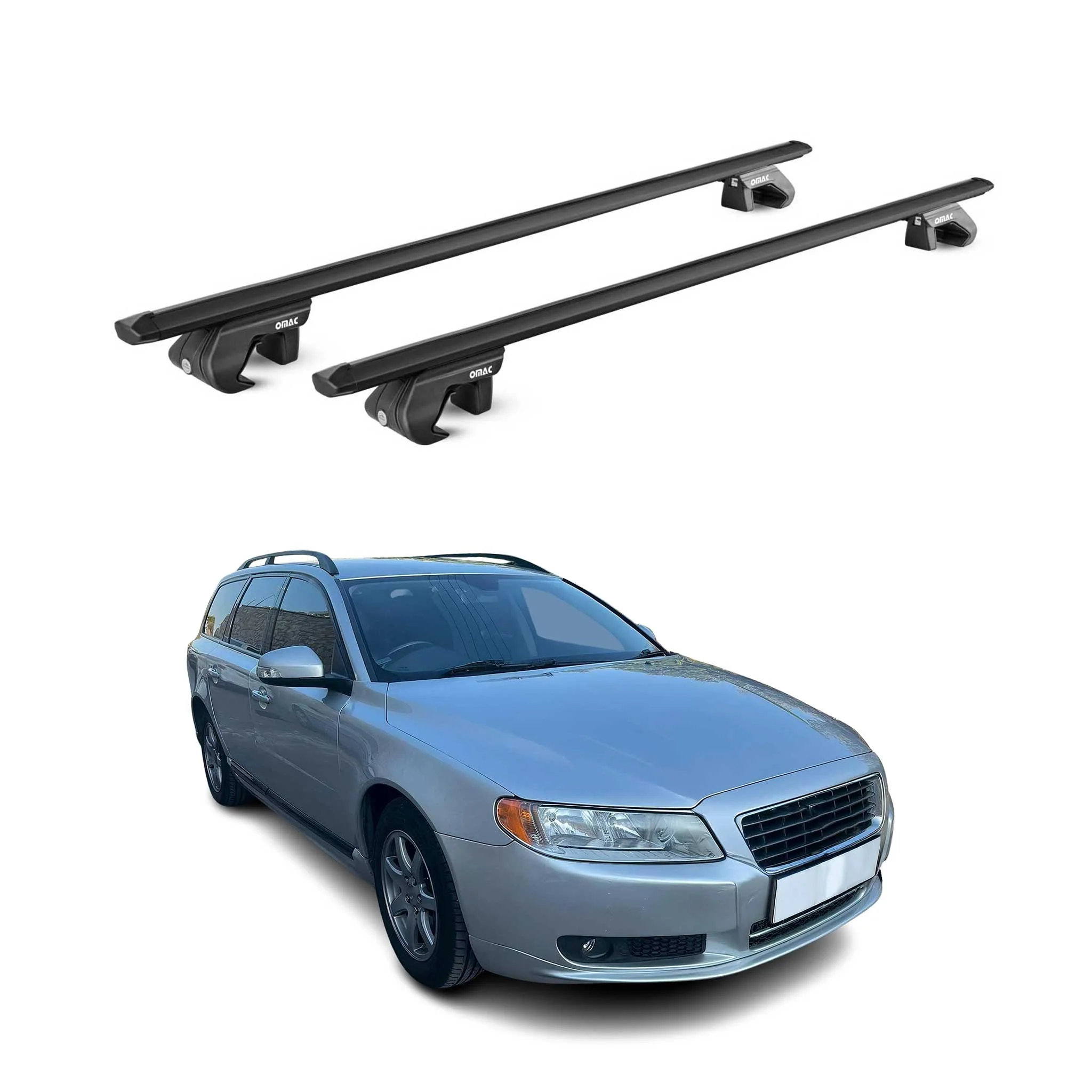 Dachträger Grundtäger für Volvo V70 2007-2016 5 tür 90kg Alu Schwarz 2 tlg ABE