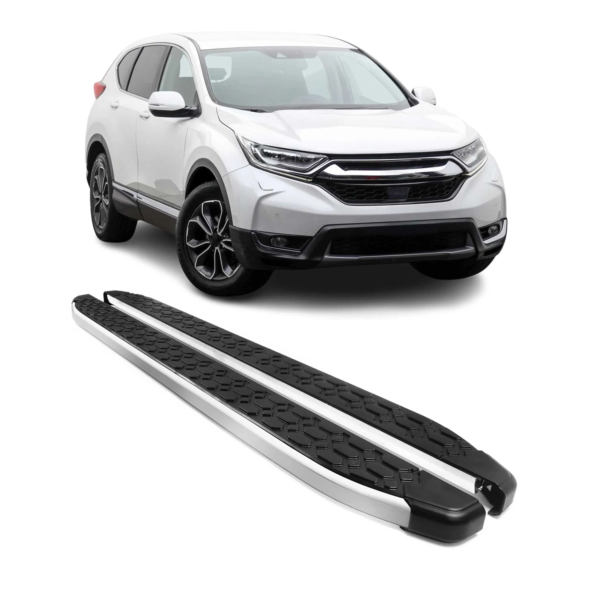 Alu Trittbretter Seitenschweller für Honda CR-V V 2017-2022 Schwarz Silber 2tlg