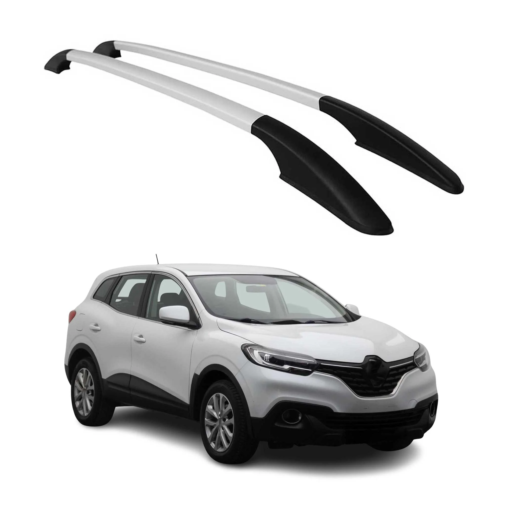 Aluminium Dachreling Relingträger für Renault Kadjar 2015-2021 Silber 2x