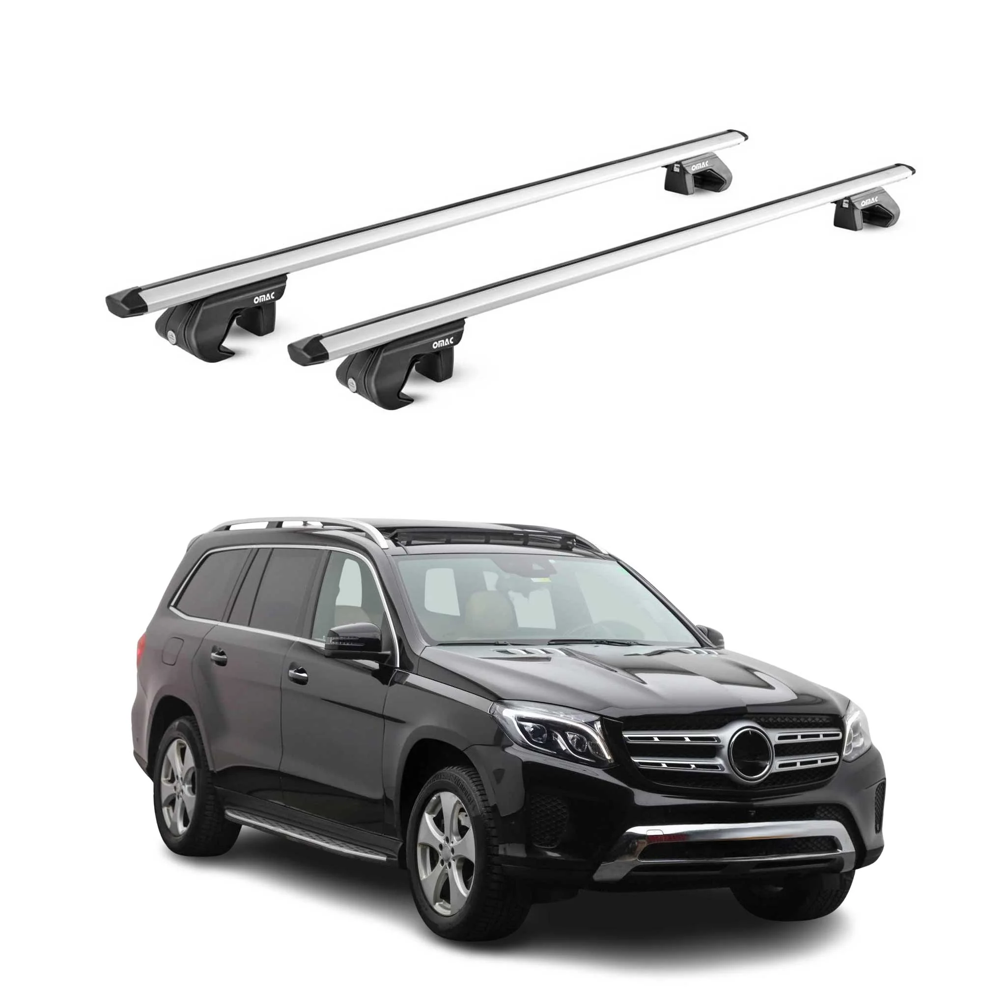 Dachträger Grundtäger für Mercedes GLS X166 2016-2019 90kg Alu Silber 2 tlg ABE