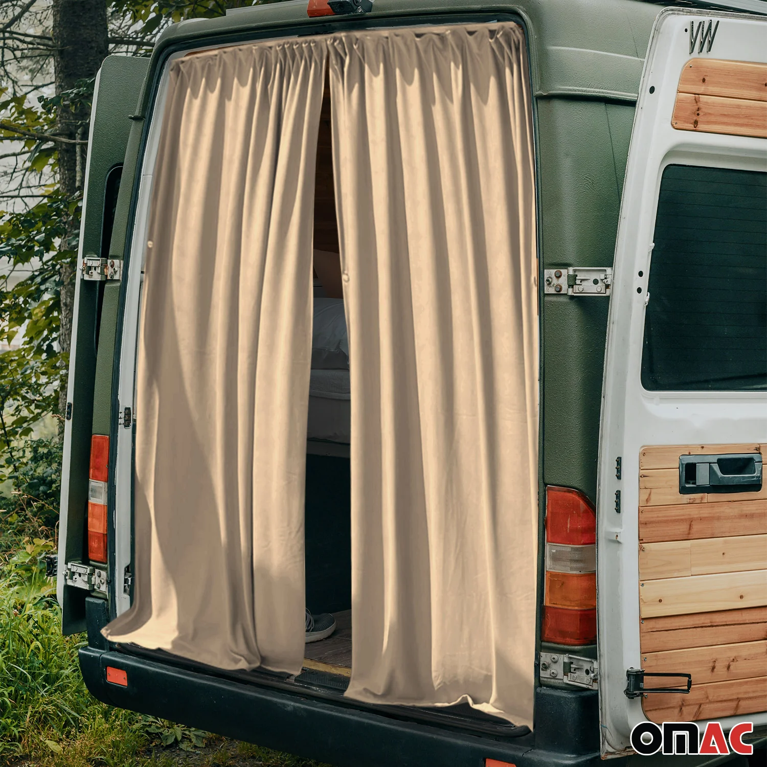 Maß Gardinen Sonnenschutz für Mercedes Sprinter H1 Heckklappe Vorhänge Beige - Image 2