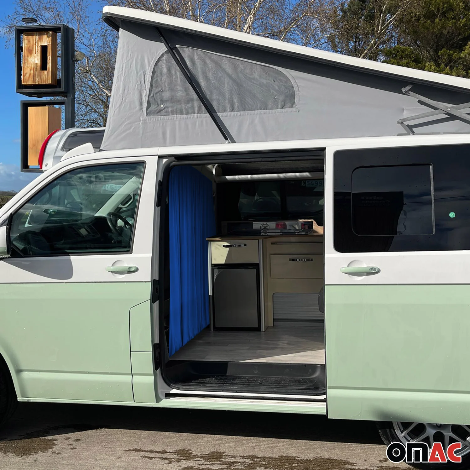 Maß Gardinen für Iveco Daily H3 Fahrerhaus Abtrennung Sonnenschutz Dunkelblau - Image 5