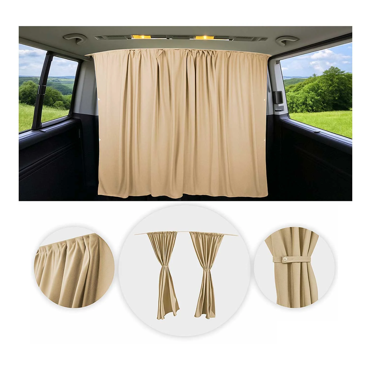 Maß Gardinen für Nissan NV300 Fahrerhaus Abtrennung Sonnenschutz Beige