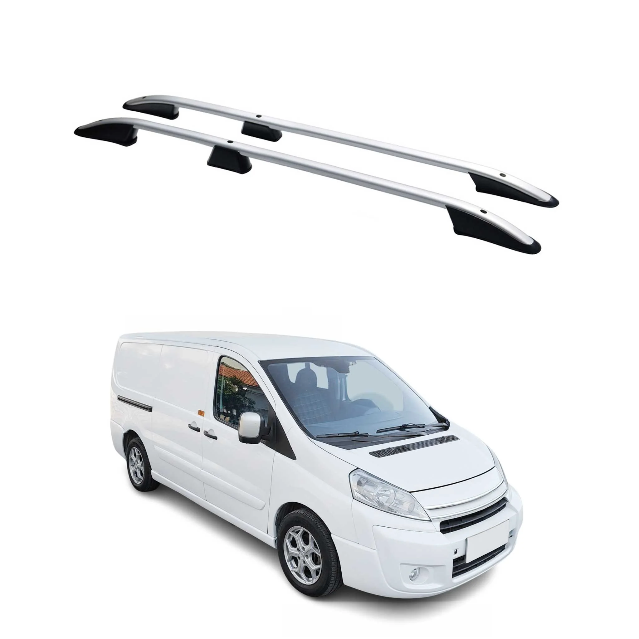Dachreling Dachgepäckträger für Citroen Jumpy 2007-2017 L2 Mitte Alu Silber