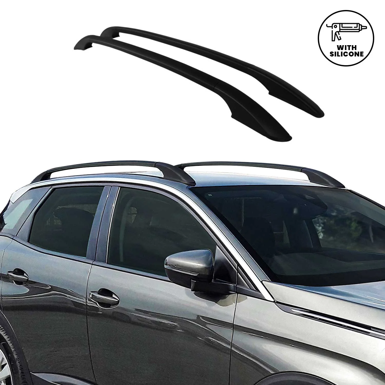 Dachreling Relingträger für Opel Corsa D 2006-2015 S07 Aluminium Schwarz 2x - Image 5