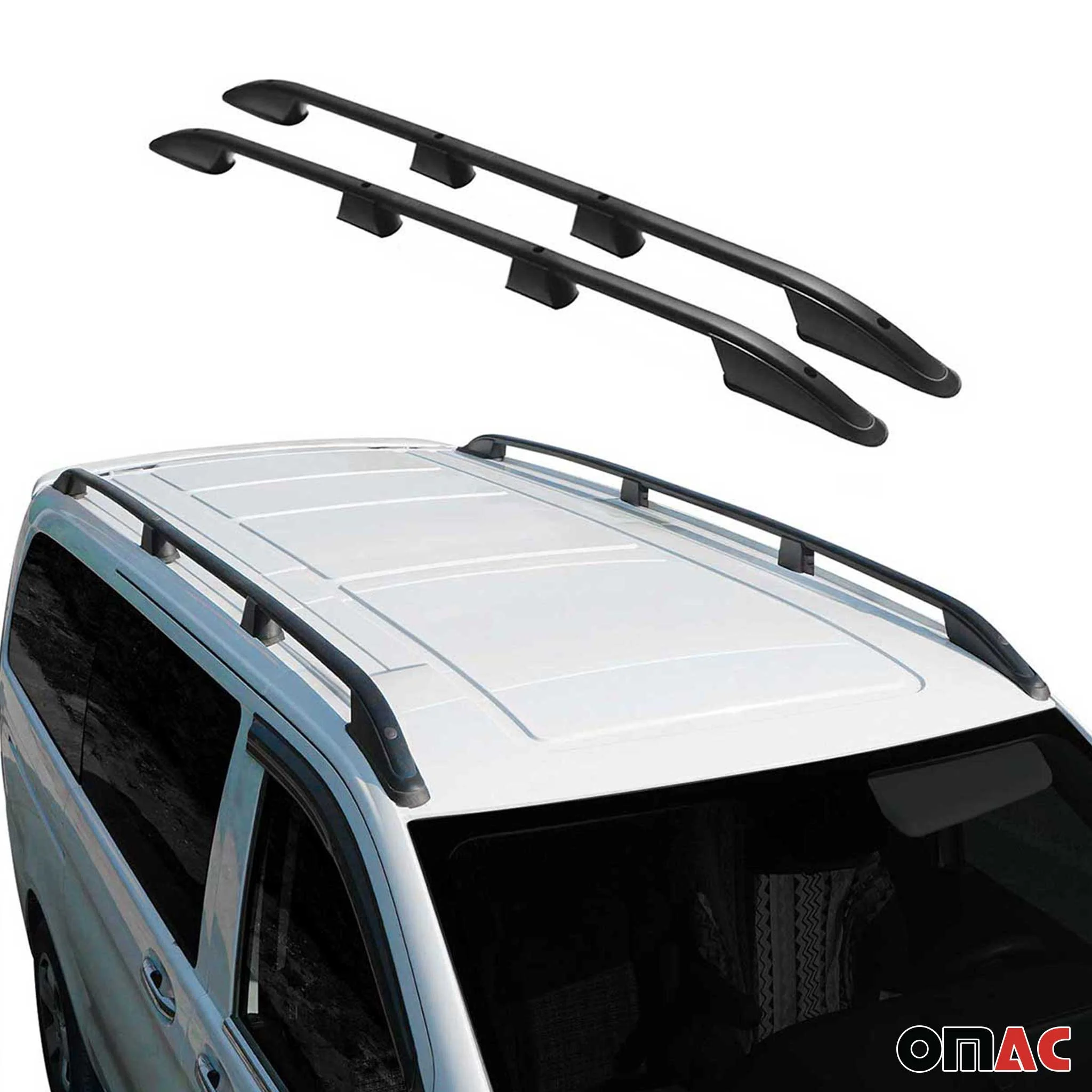 Dachreling Dachgepäckträger für VW Caddy 2020-2026 L2 Länger Alu Schwarz 2x - Image 5