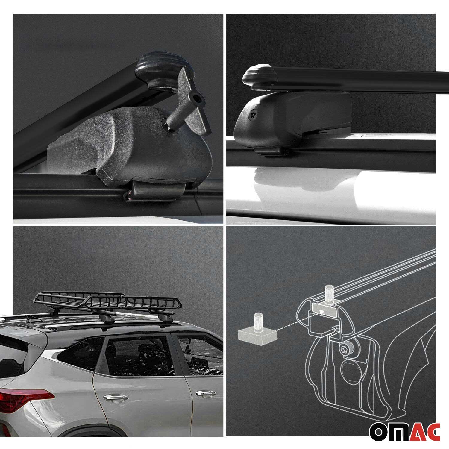 Dachträger Grundtäger für Seat Arona 2017-2026 75kg Aluminium Schwarz 2 tlg - Image 3