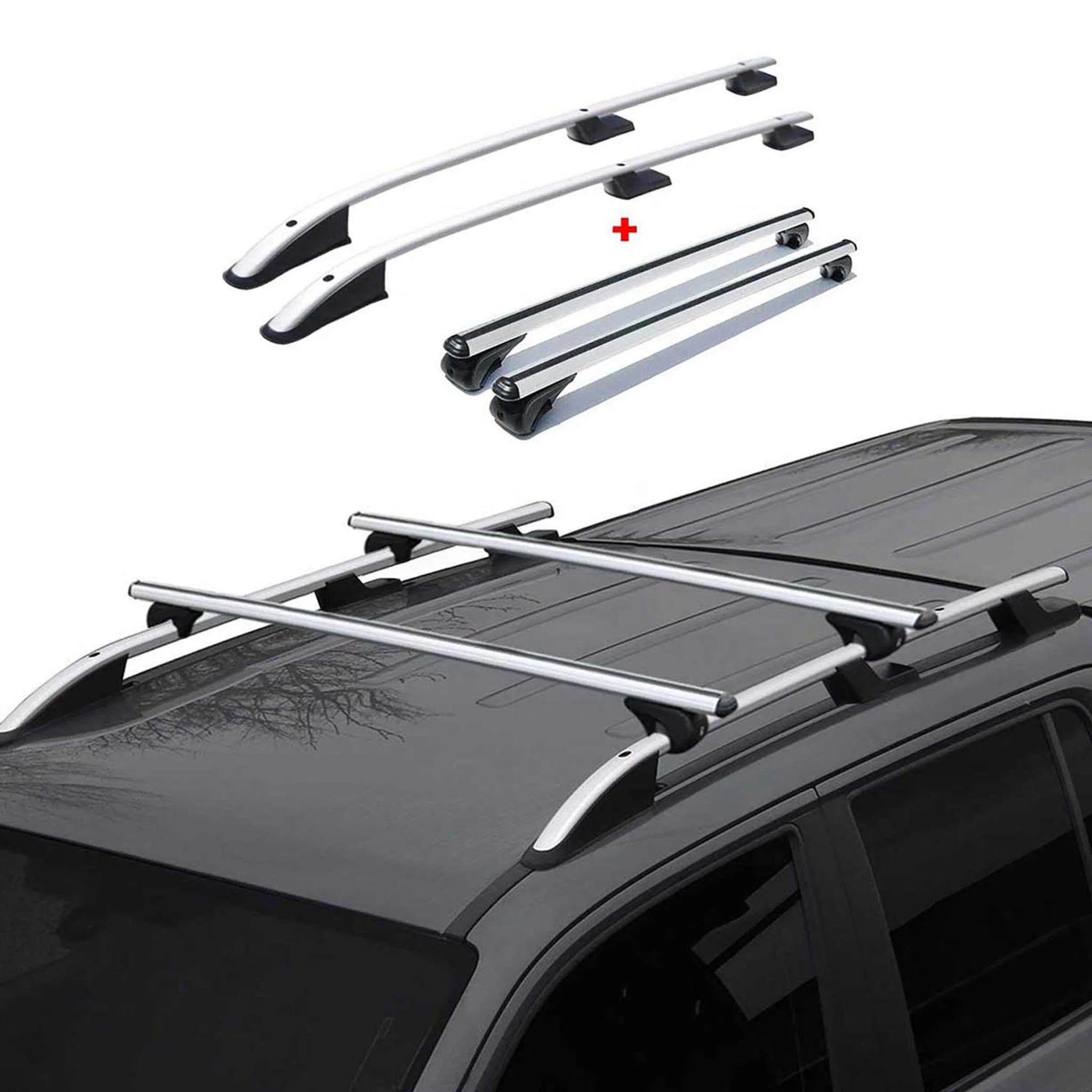 Dachträger + Dachreling für Ford Transit 2015-2026 L3 Langer Aluminium Silber 4x - Image 5