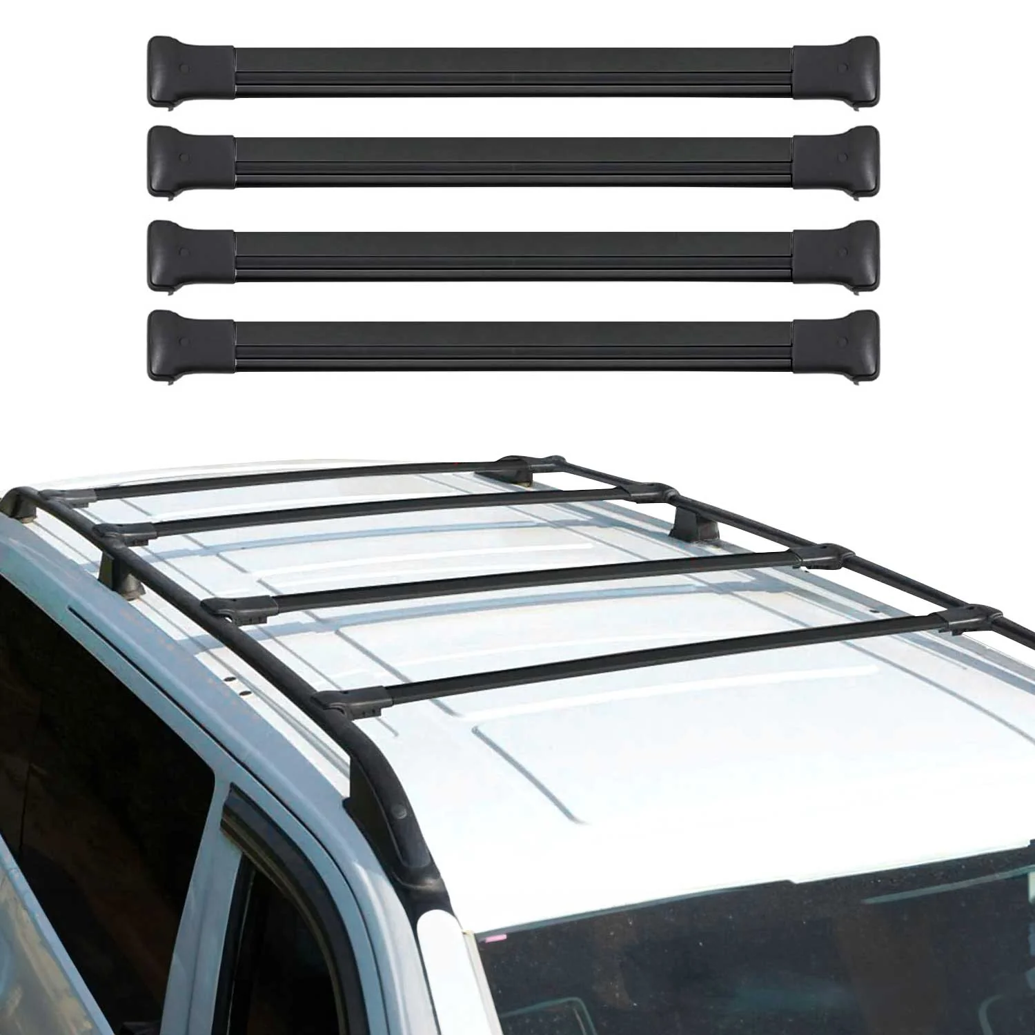 Dachträger für Ford Transit Custom / Tourneo Custom 2023-26 75kg Alu Schwarz 4x - Image 2