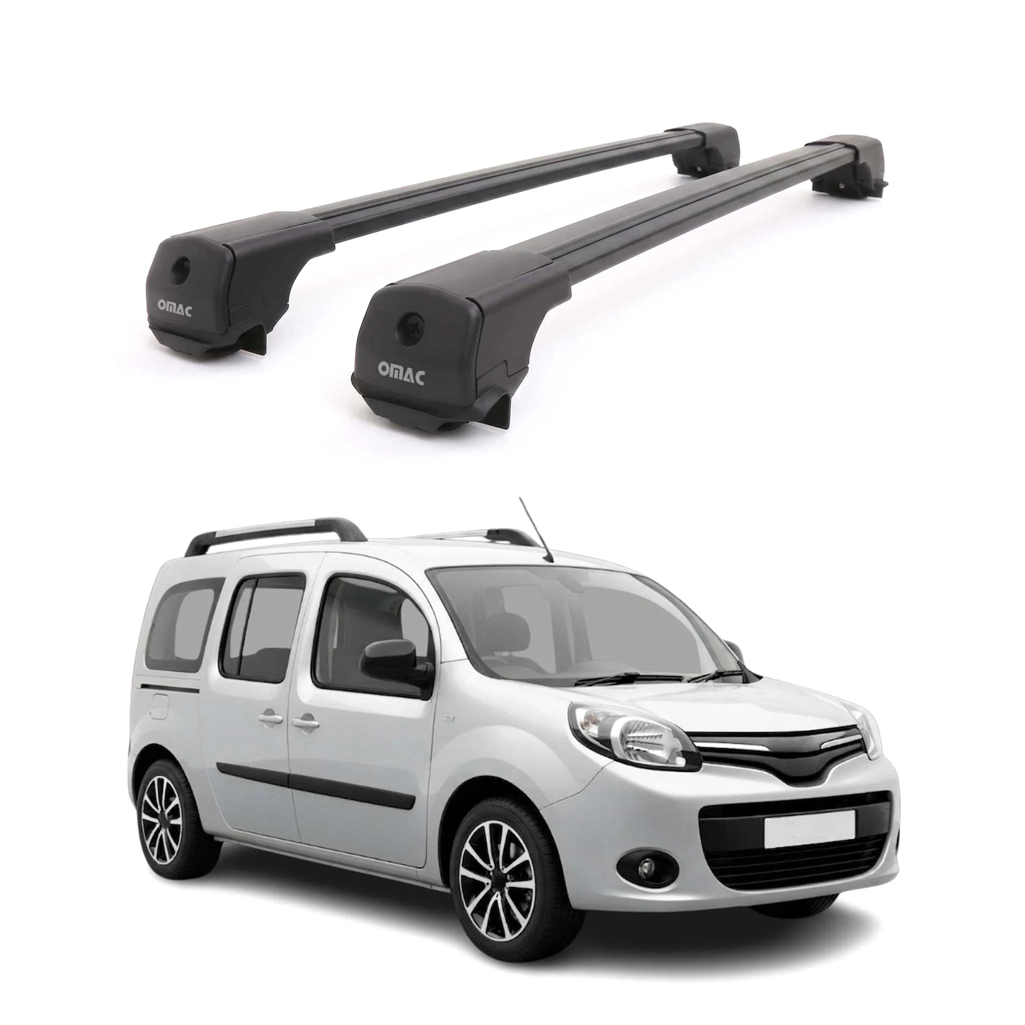 Dachträger für Renault Kangoo III Maxi 2022-2026 Aluminium 75kg Schwarz 2tlg