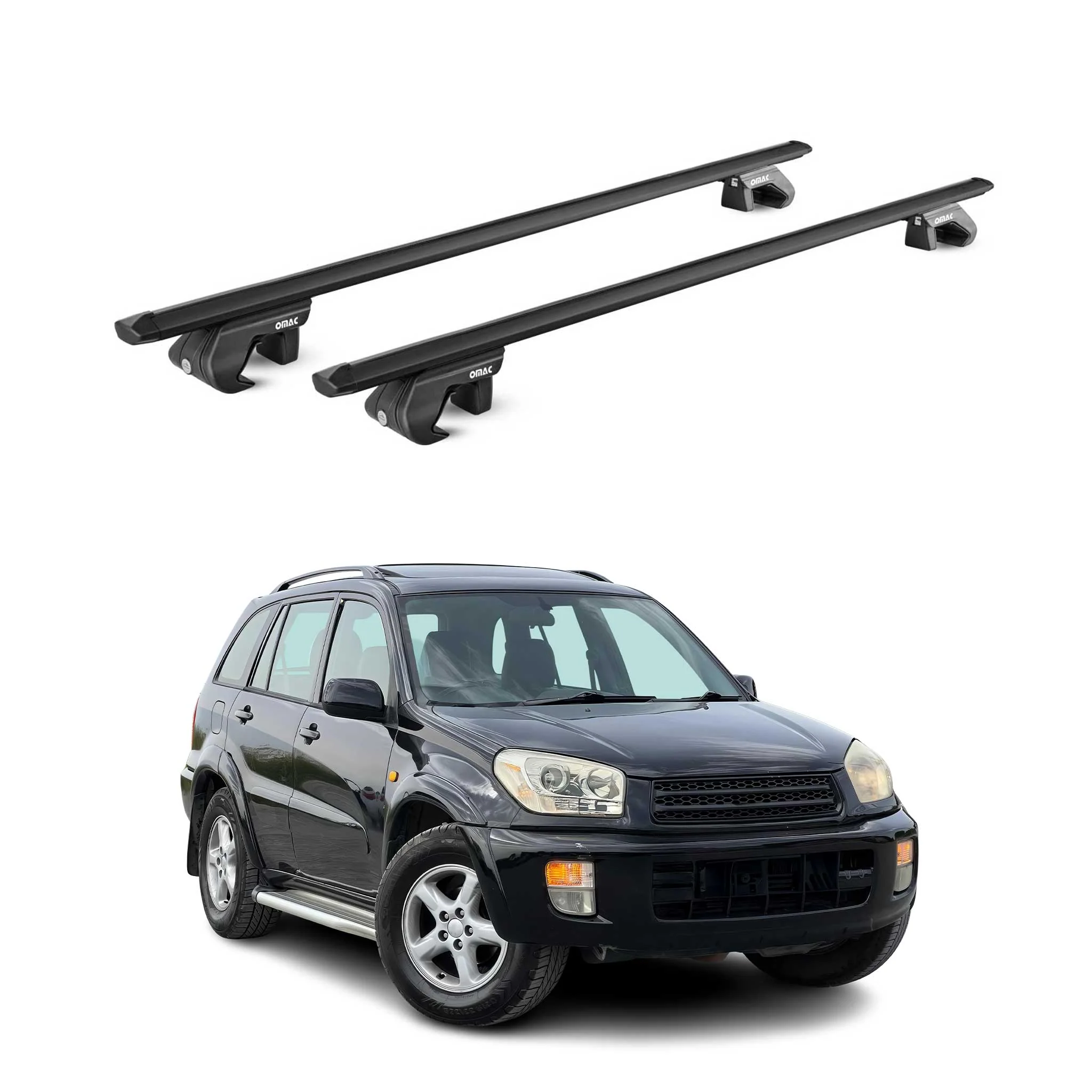 Dachträger Grundtäger für Toyota RAV4 2000-2012 3-5 tür 90kg Alu Schwarz 2x ABE
