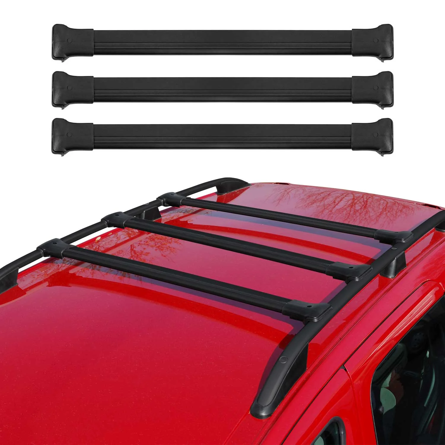 Dachträger Grundtäger für Opel Vivaro B 2014-2019 75kg Aluminium Schwarz 3 tlg - Image 2
