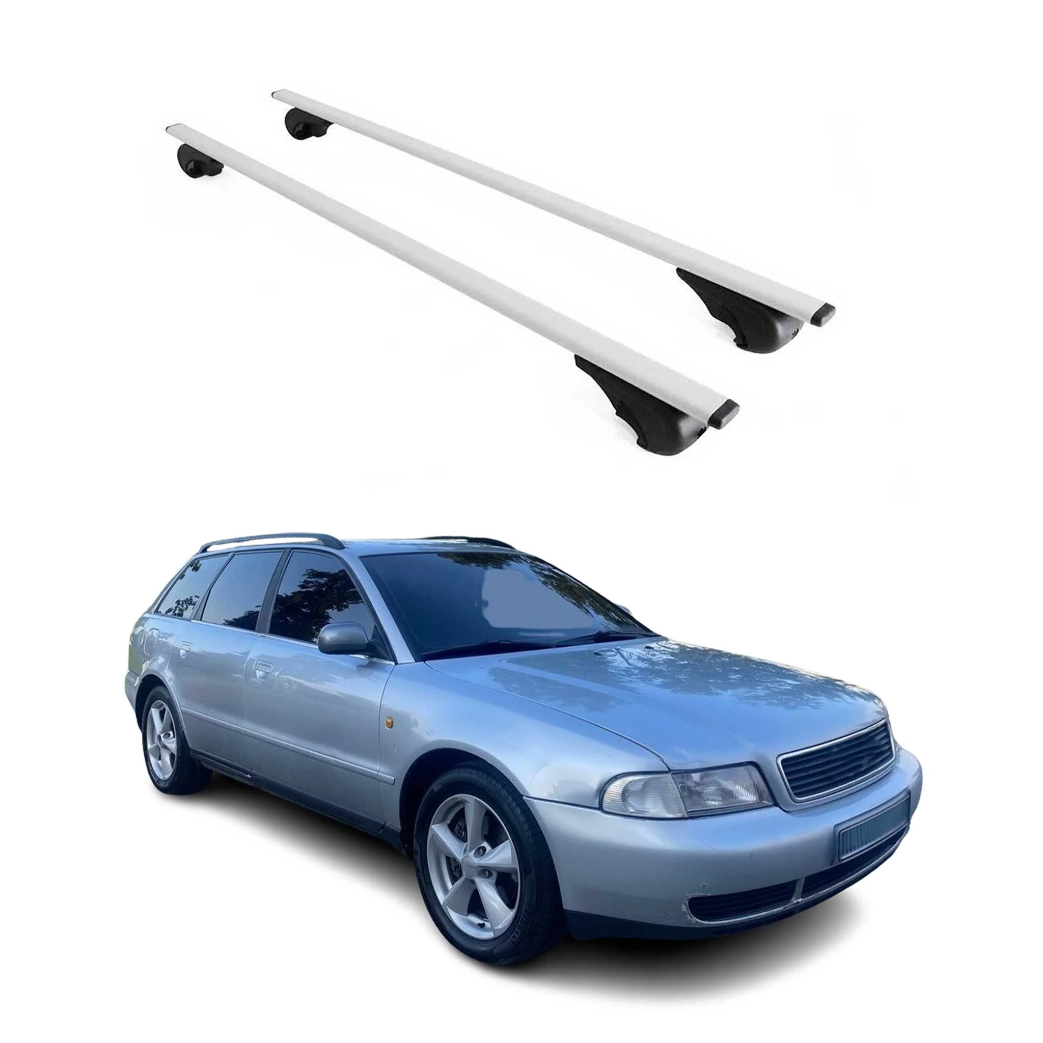 Dachträger Grundtäger für Audi A4 B5 Avant 1996-2001 75kg Metall Silber 2 tlg