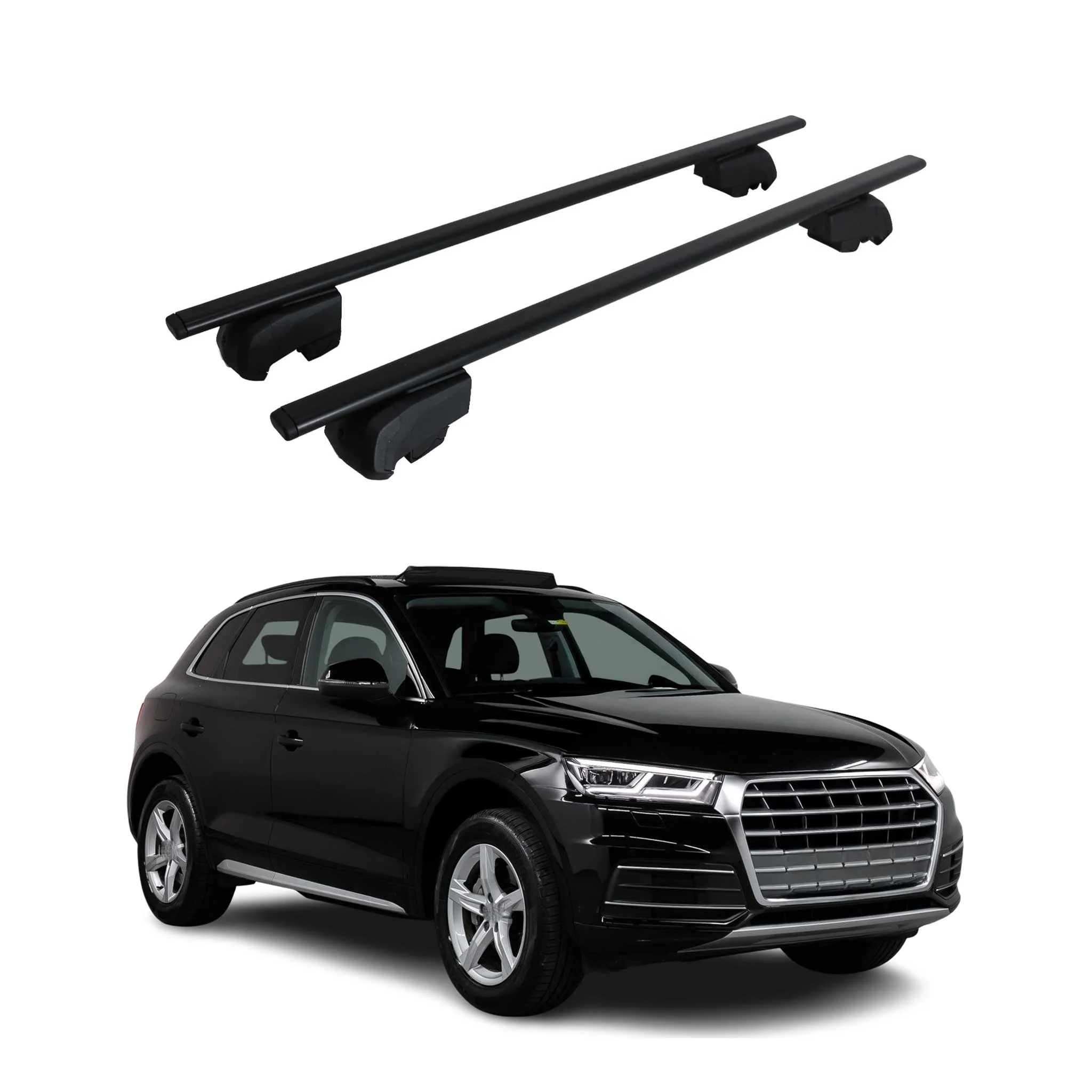 Dachträger Grundtäger für Audi Q5 mk2 2017-2025 75kg Metall Schwarz 2 tlg