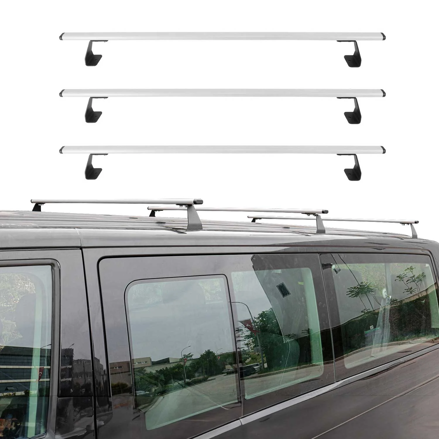 Dachträger Grundtäger für Nissan NV200 2009-2021 75kg Stahl Silber 3 tlg - Image 2