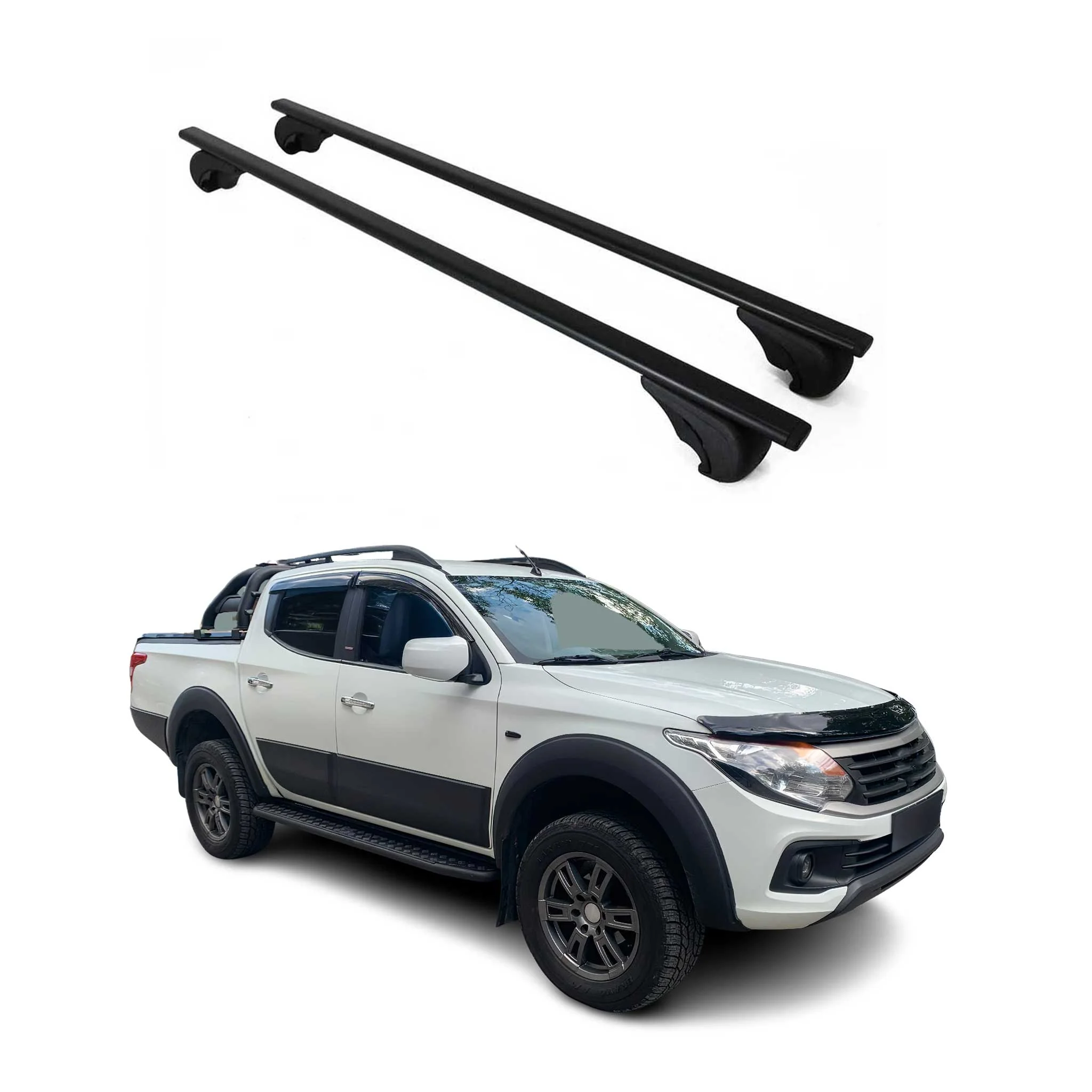 Dachträger Grundtäger für Fiat Fullback 2016-2019 75kg Metall Schwarz 2 tlg