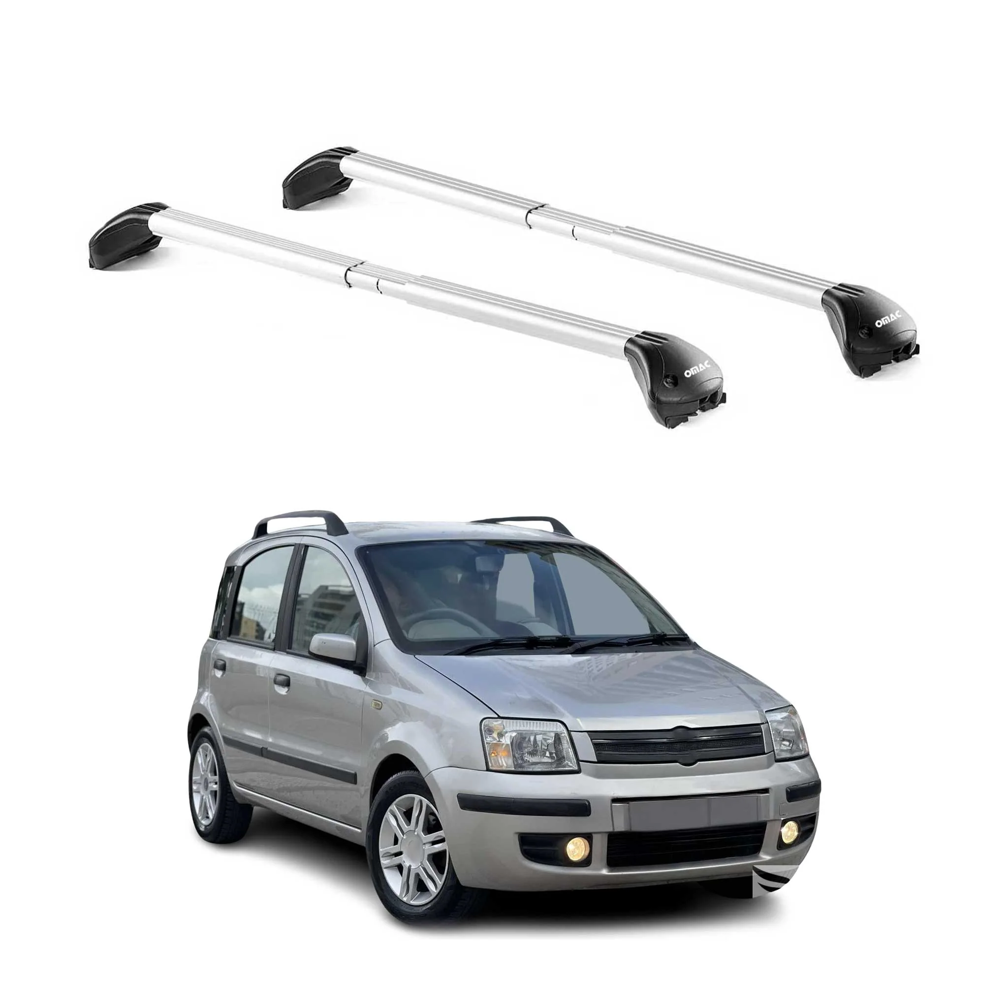 Dachträger Grundtäger für Fiat Panda II 2003-2012 5 tür 100kg Alu Silber 2x ABE