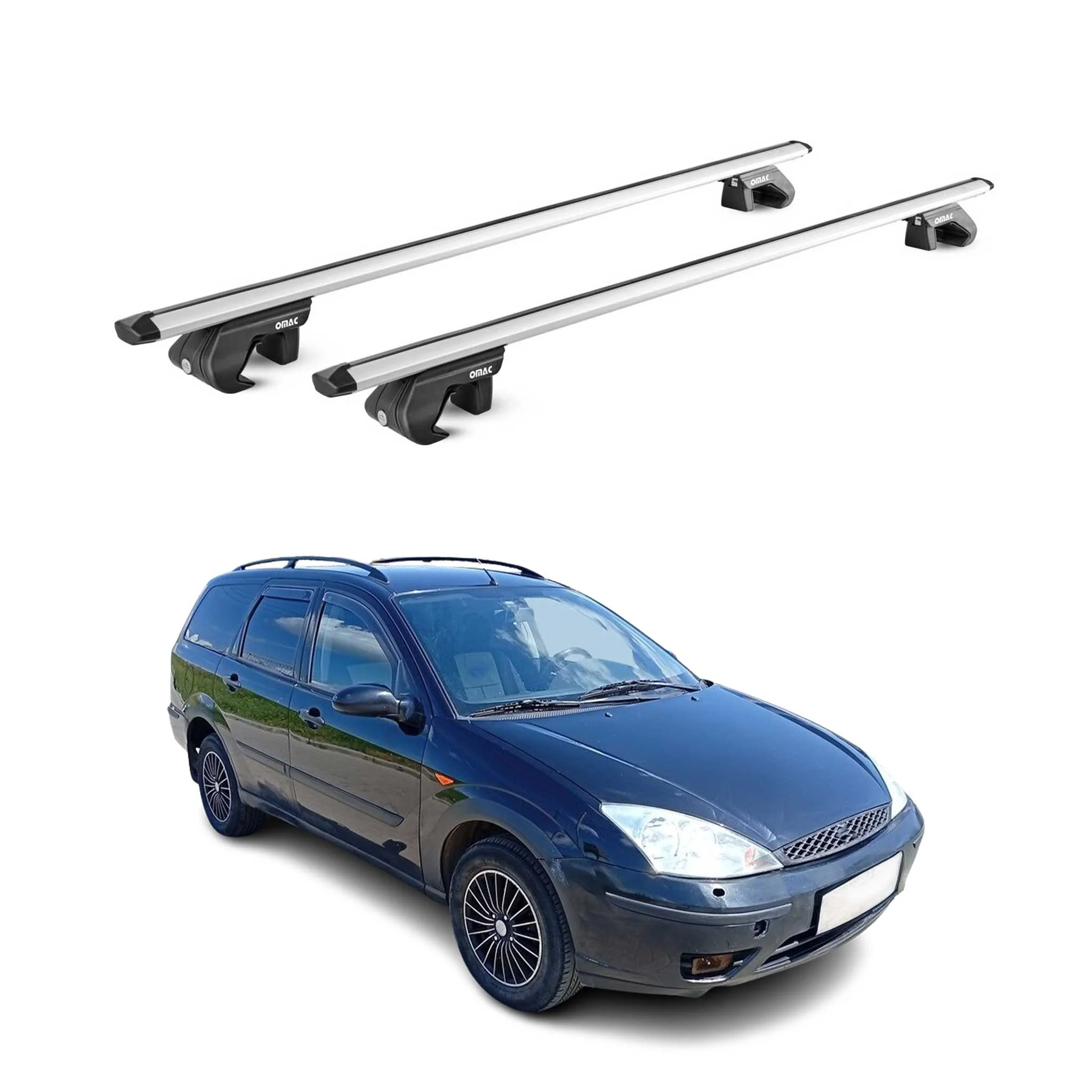 Dachträger Grundtäger für Ford Focus I II Kombi 1998-2011 90kg Alu Silber 2x ABE