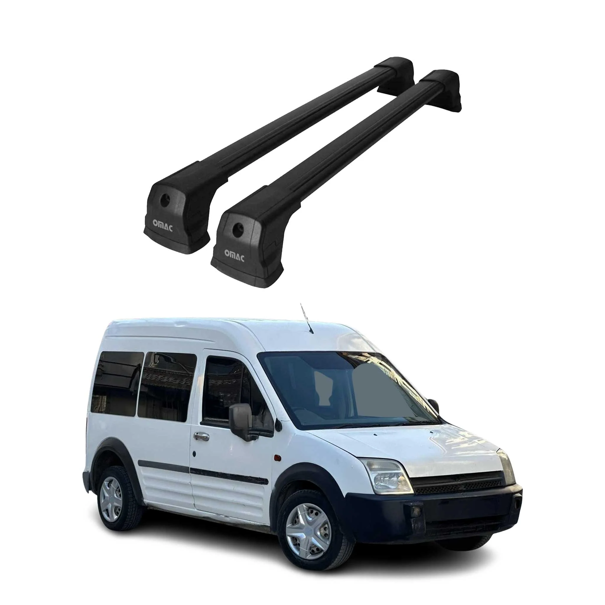 Dachträger Gepäckträger für Ford Transit Connect 2002-2014 Schwarz Aluminium 2x