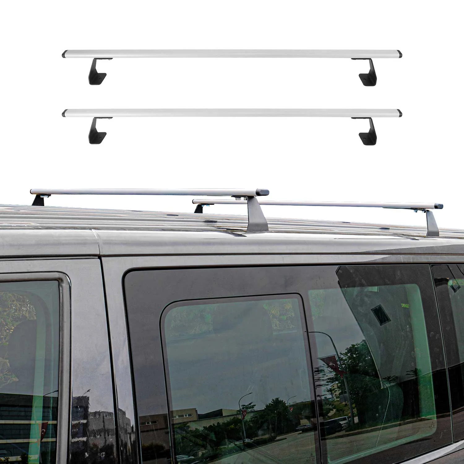 Dachträger Grundtäger für Ford Transit Connect 2002-2013 75kg Stahl Silber 2 tlg - Image 2