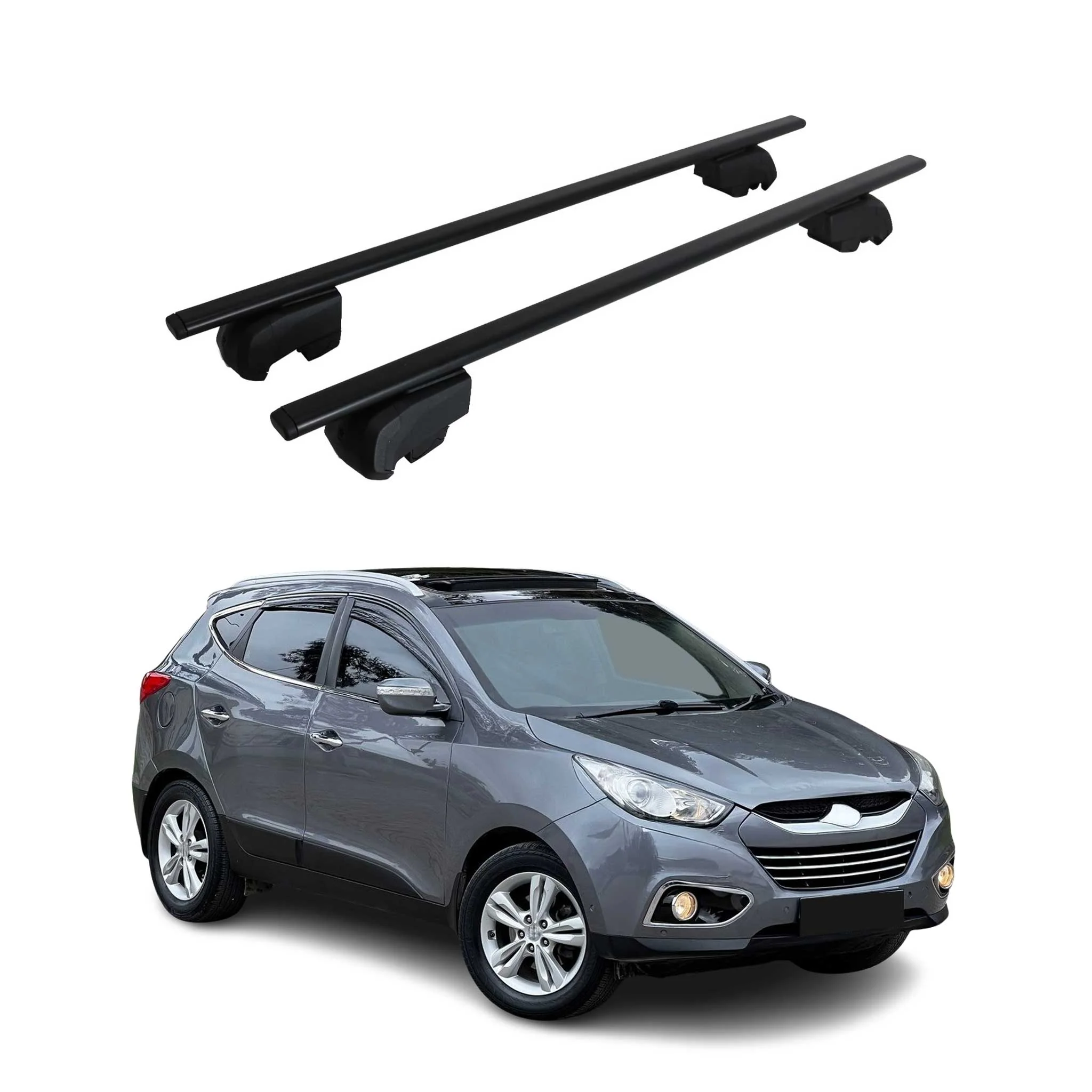 Dachträger Grundtäger für Hyundai ix35 2010-2015 75kg Schwarz Metall 2 tlg