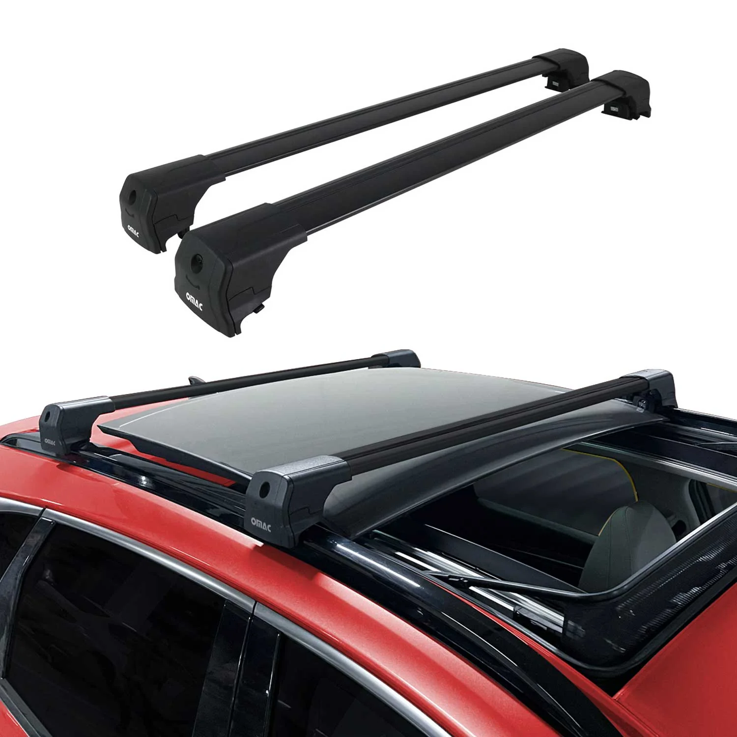 Dachträger Gepäckträger für Jeep Compass 2017-2025 Aluminium Schwarz 2tlg - Image 2