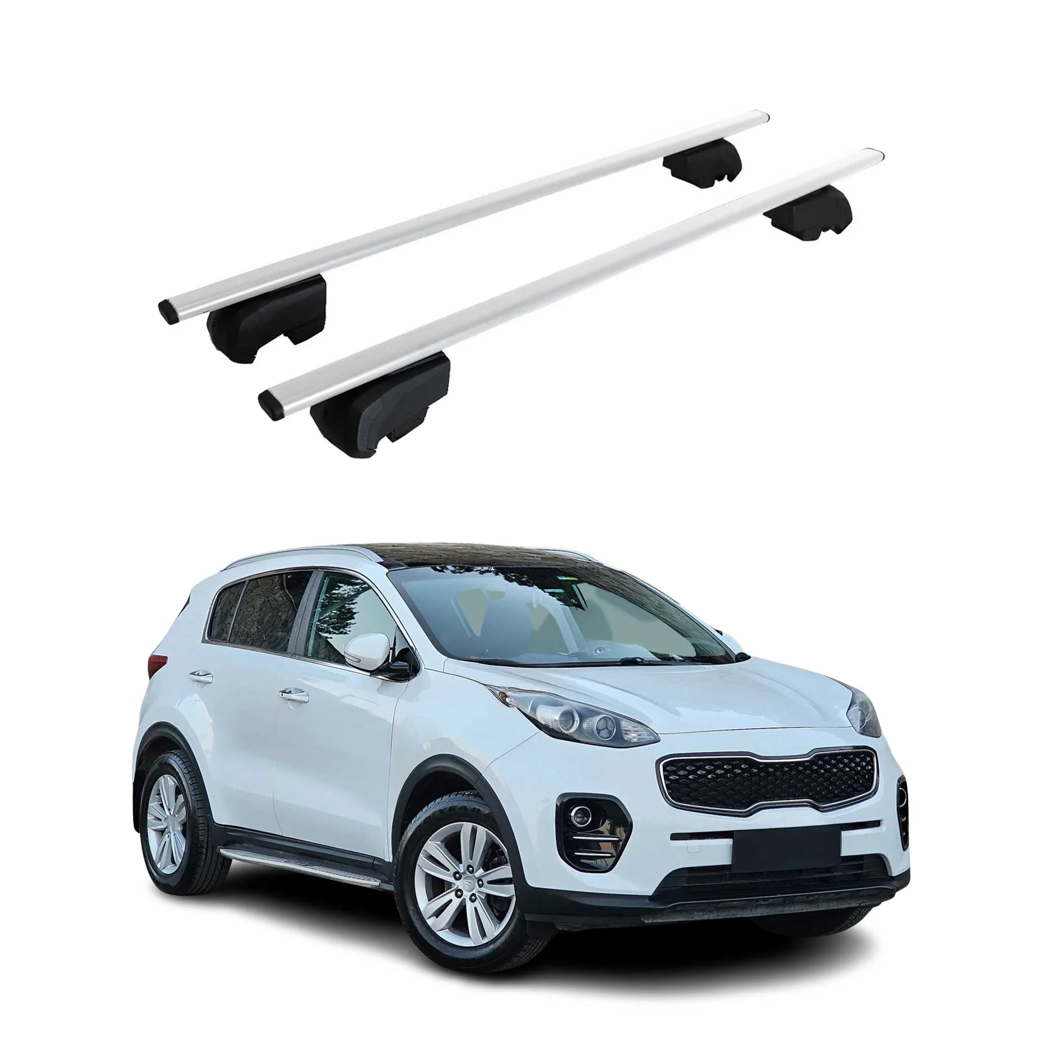 Dachträger Grundtäger für Kia Sportage QL 2015-2021 75kg Metall Silber 2 tlg