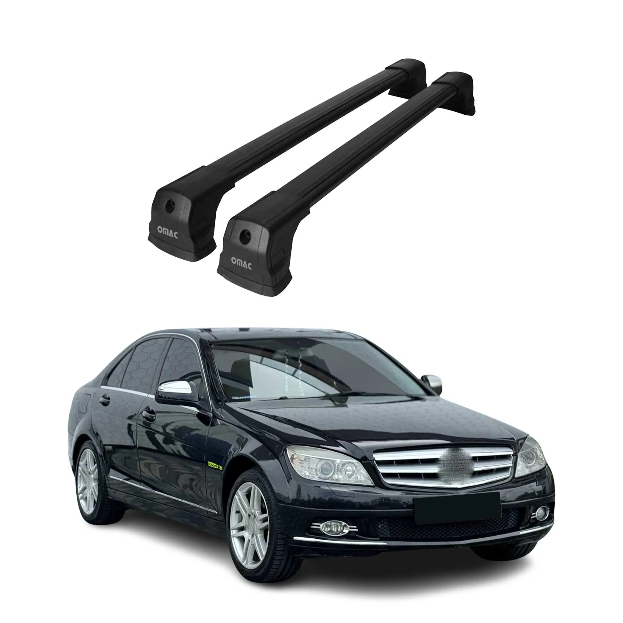 Dachträger Grundtäger für Mercedes C Klasse W204 2007-2014 75kg Schwarz Alu 2tlg