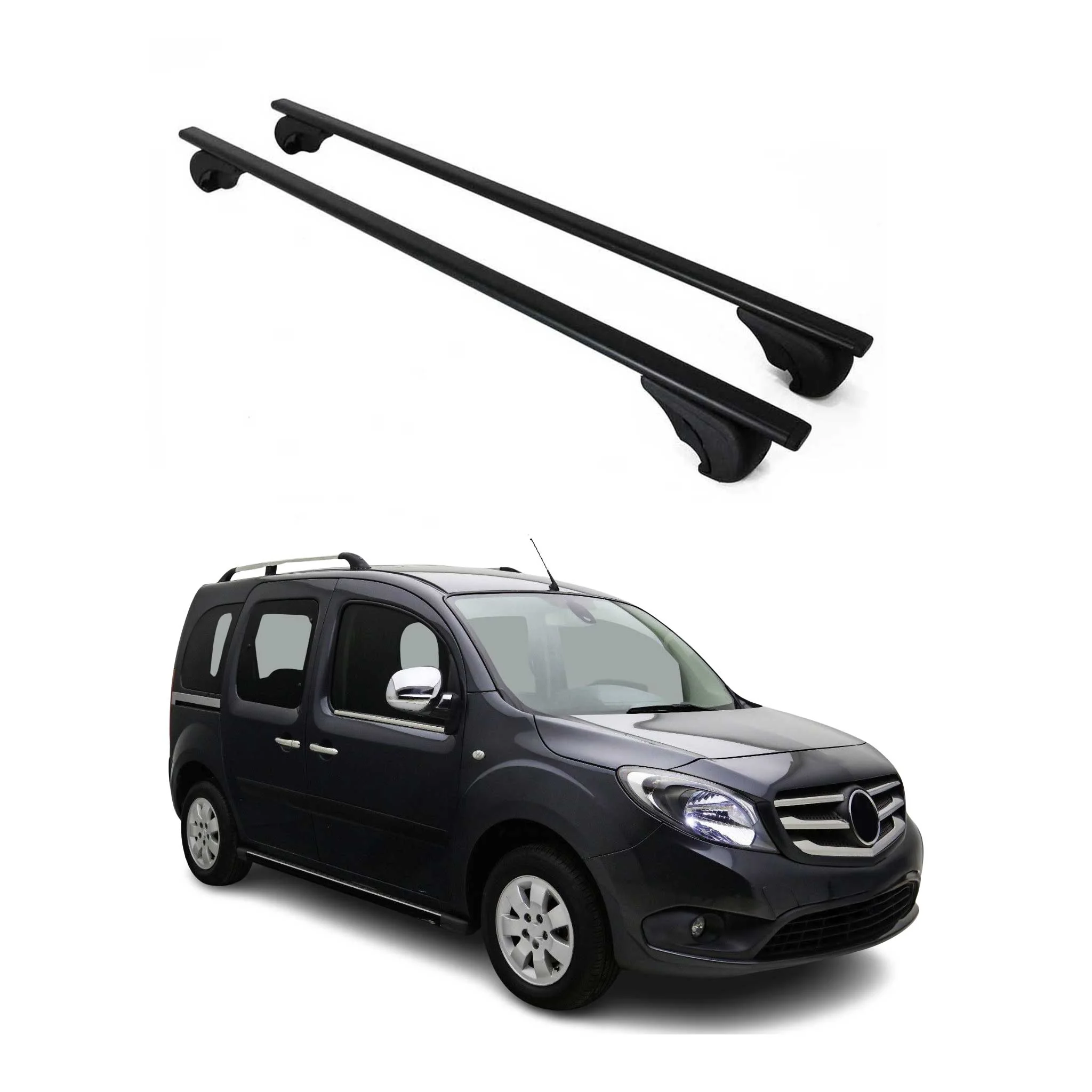 Dachträger Grundtäger für Mercedes Citan W415 2012-2021 75kg Metall Schwarz 2x