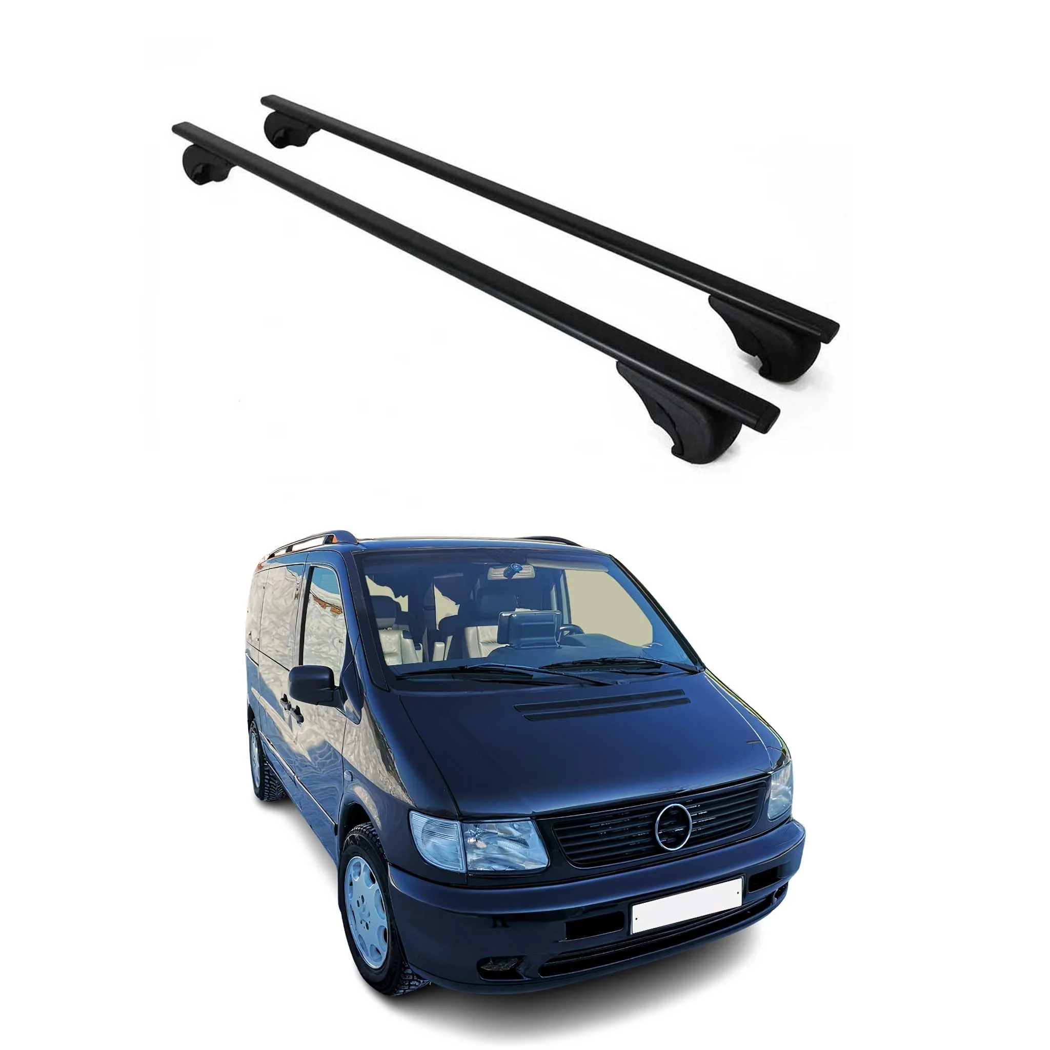 Dachträger Grundtäger für Mercedes V Klasse W638 1996-2003 75kg Metall Schwarz