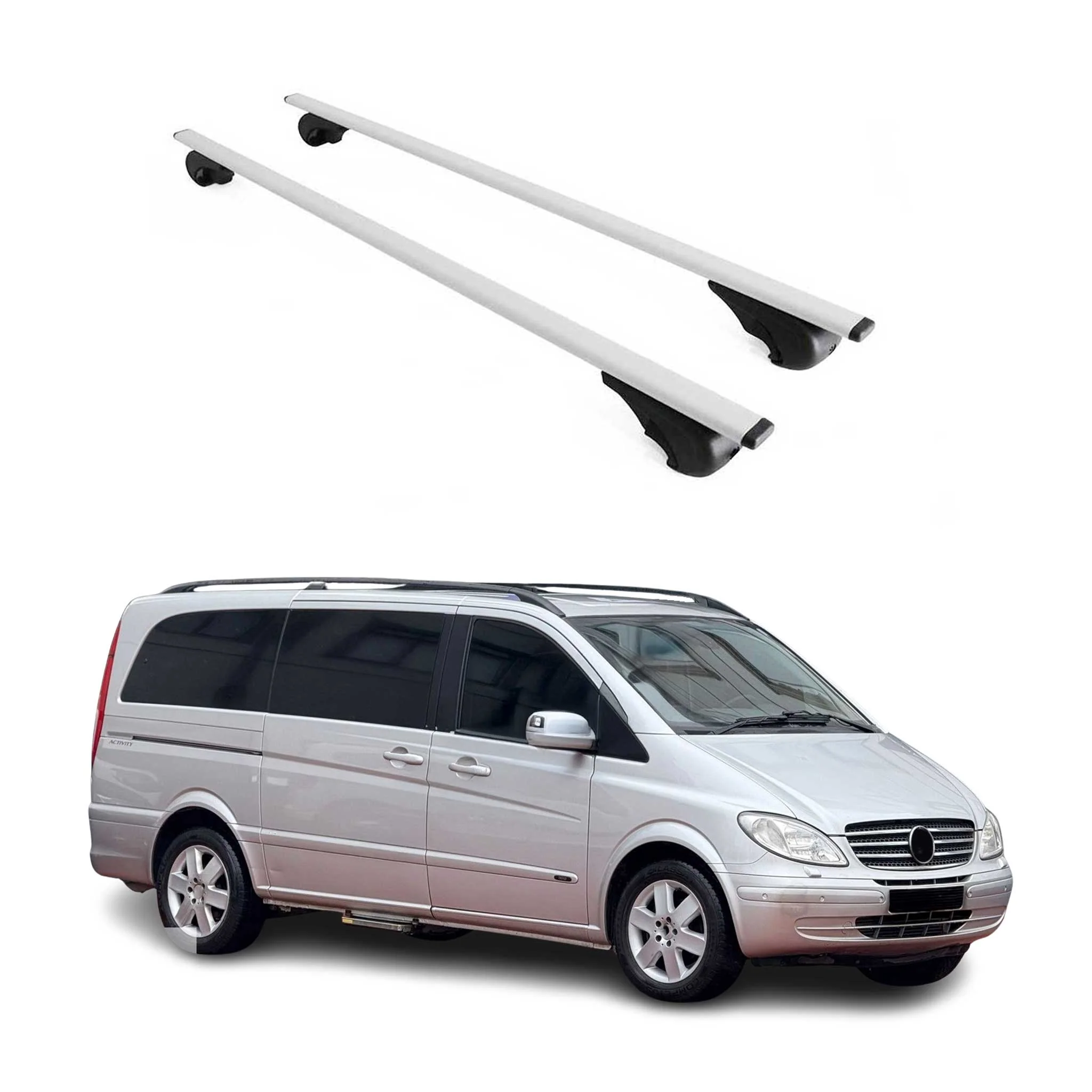 Dachträger Grundtäger für Mercedes Viano W639 2003-2014 75kg Metall Silber 2 tlg