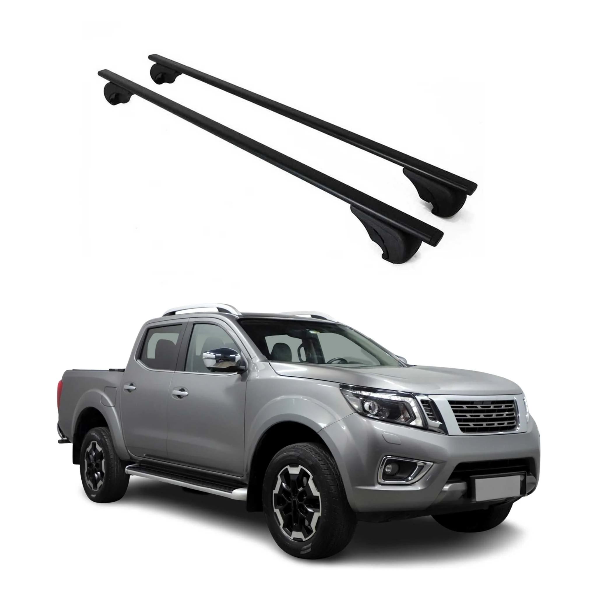 Dachträger Grundtäger für Nissan Navara 2004-2023 75kg Metall Schwarz 2 tlg