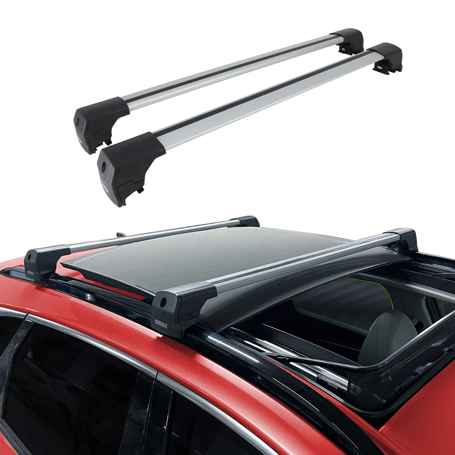 Dachträger Grundtäger für Porsche Macan 2014-2024 75kg Aluminium Silber 2 tlg - Image 2