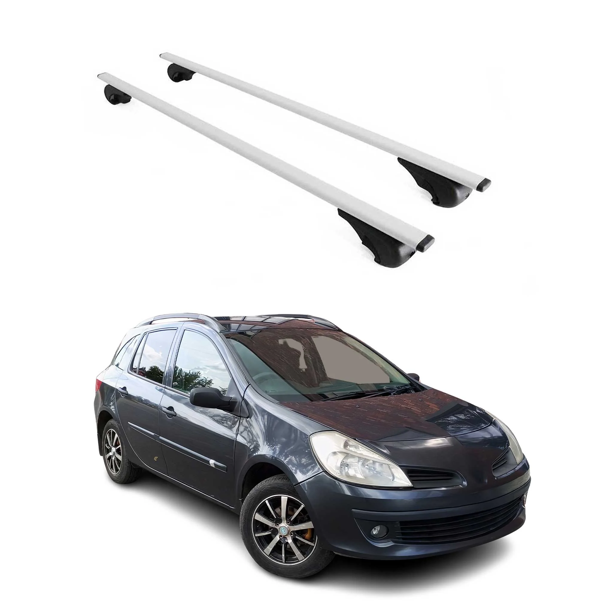 Dachträger Grundtäger für Renault Clio Grandtour 2005-2019 75kg Metall Schwarz