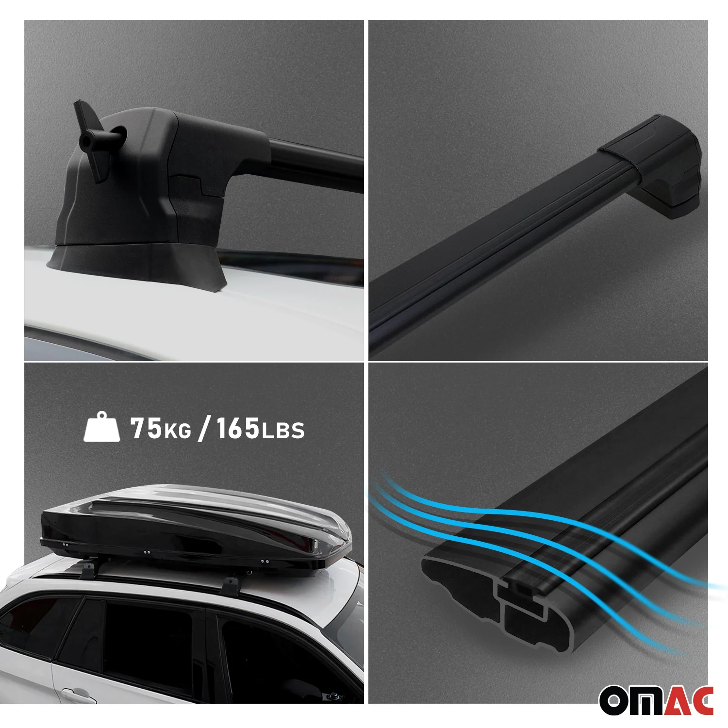 Dachträger Gepäckträger für Renault Kangoo II 2007-2021 Grundträger Alu Schwarz - Image 6