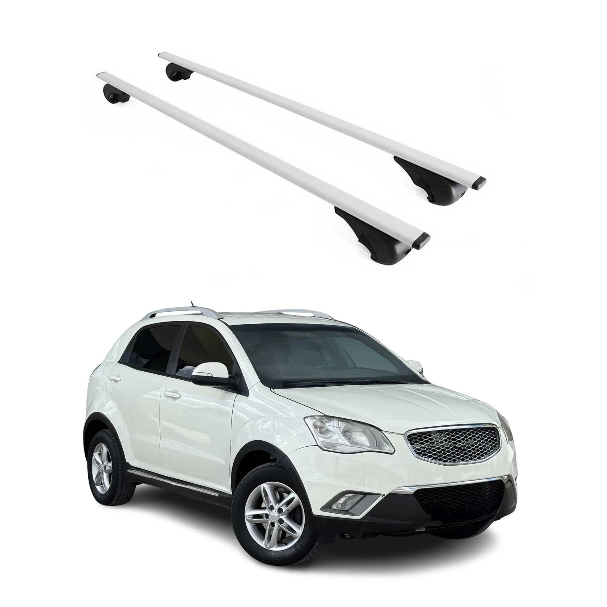 Dachträger Grundtäger für Ssangyong Korando 2010-2019 75kg Metall Silber 2 tlg